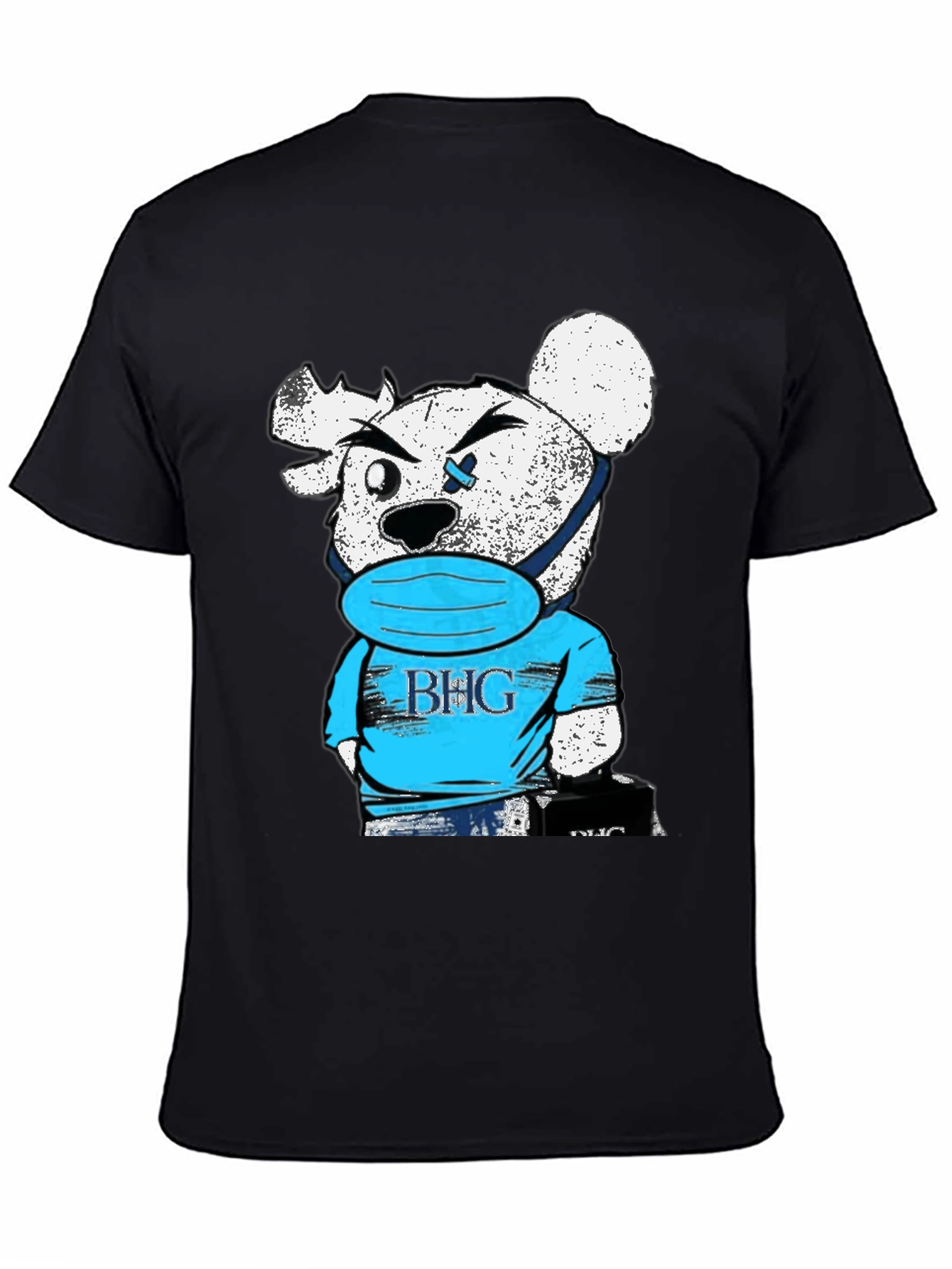 Black BHG Teddy Bear Face Mask Black T-Shirt view 4