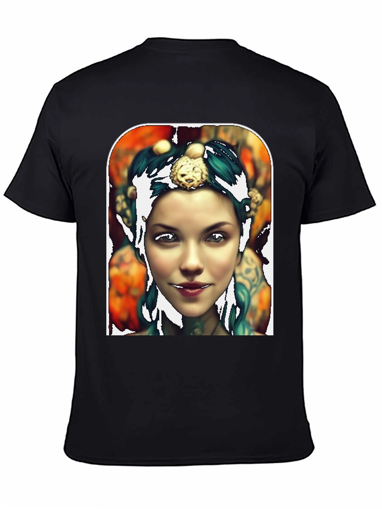 Black Artistic Portrait Tee - Unique Graphic Print view 4