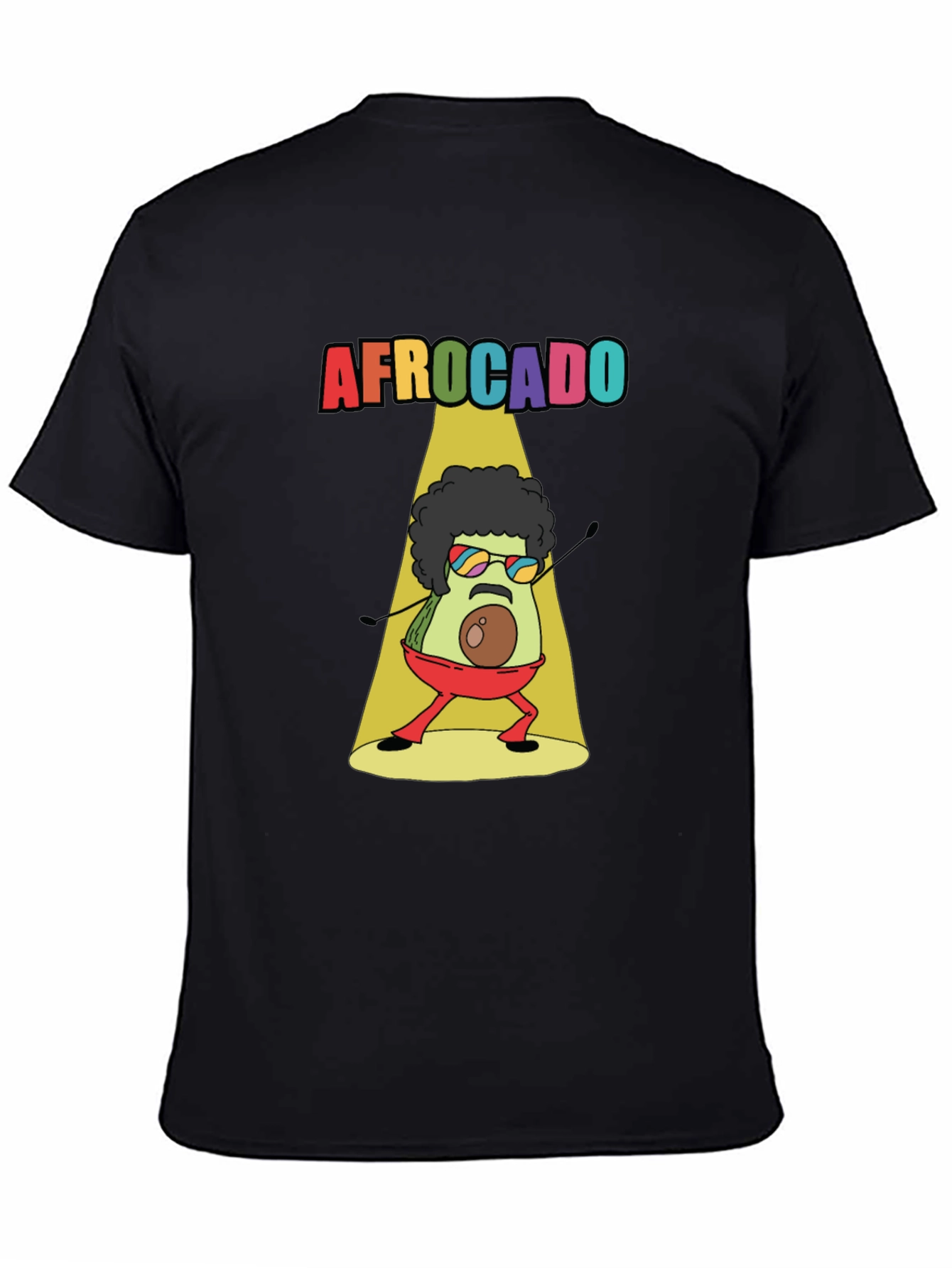 Black Afrocado T-Shirt - Avocado with Afro view 4
