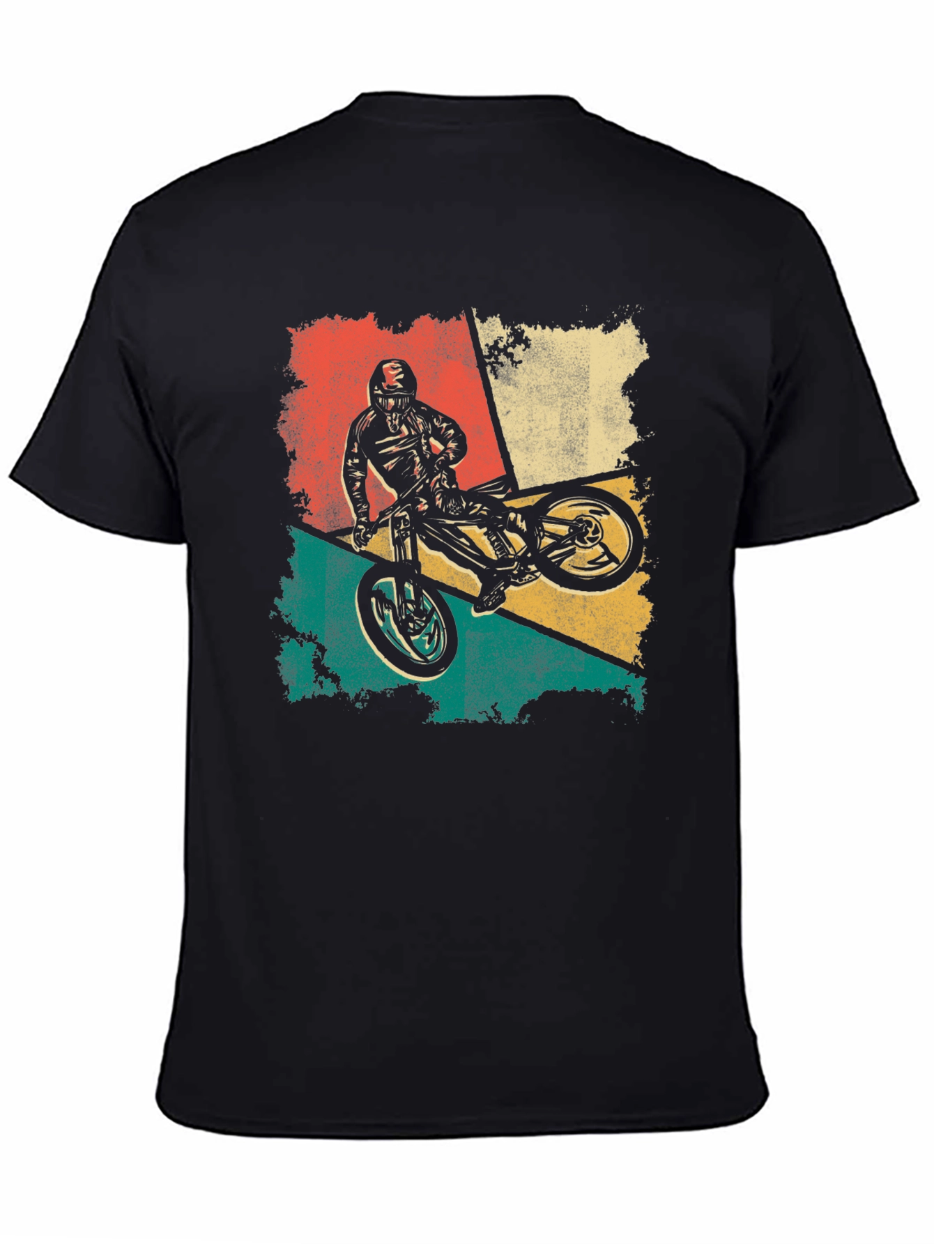 Black Retro Mountain Biker T-Shirt - Vintage Style view 4