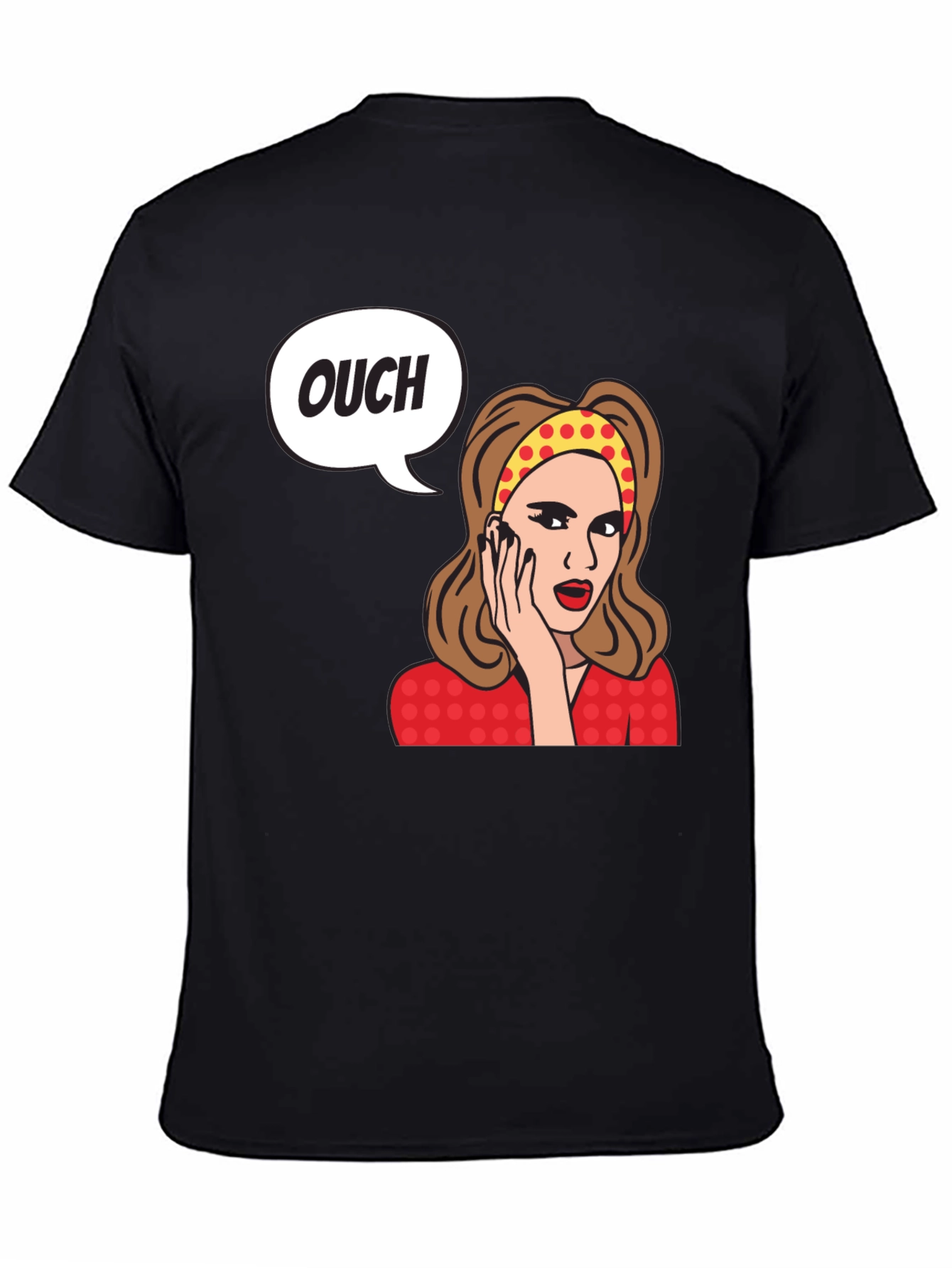 Black Ouch! Retro Cartoon Graphic T-Shirt view 4