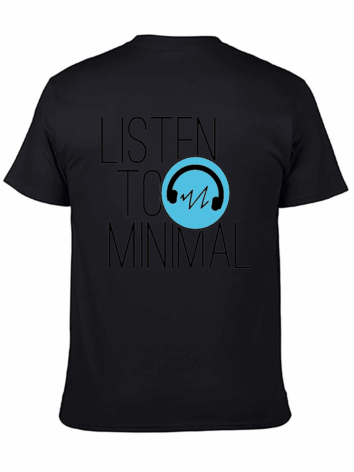 Black Listen to Minimal Black T-Shirt view 4
