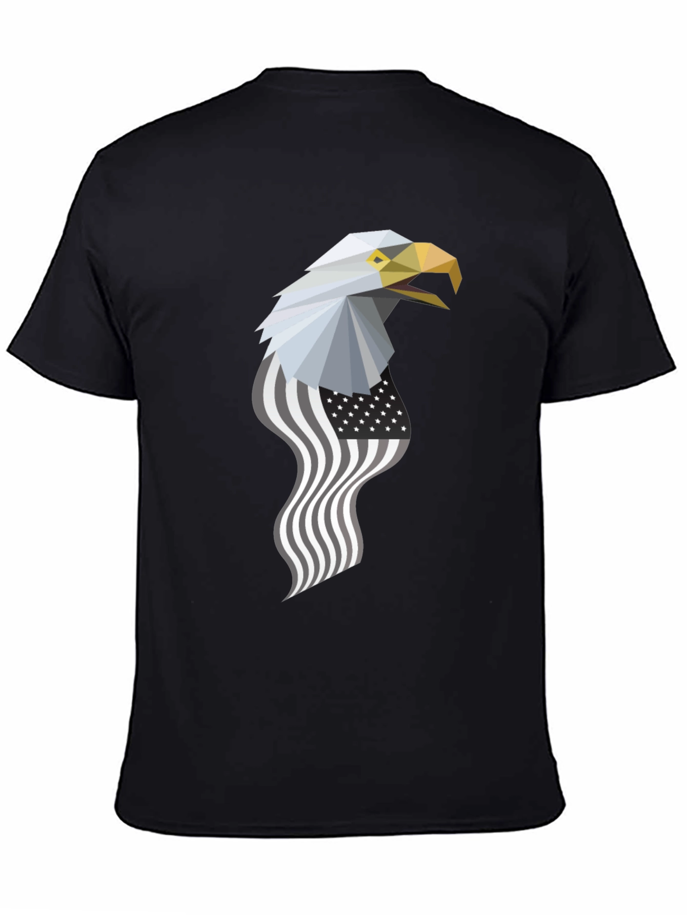 Black Geometric Eagle American Flag Graphic Tee view 4