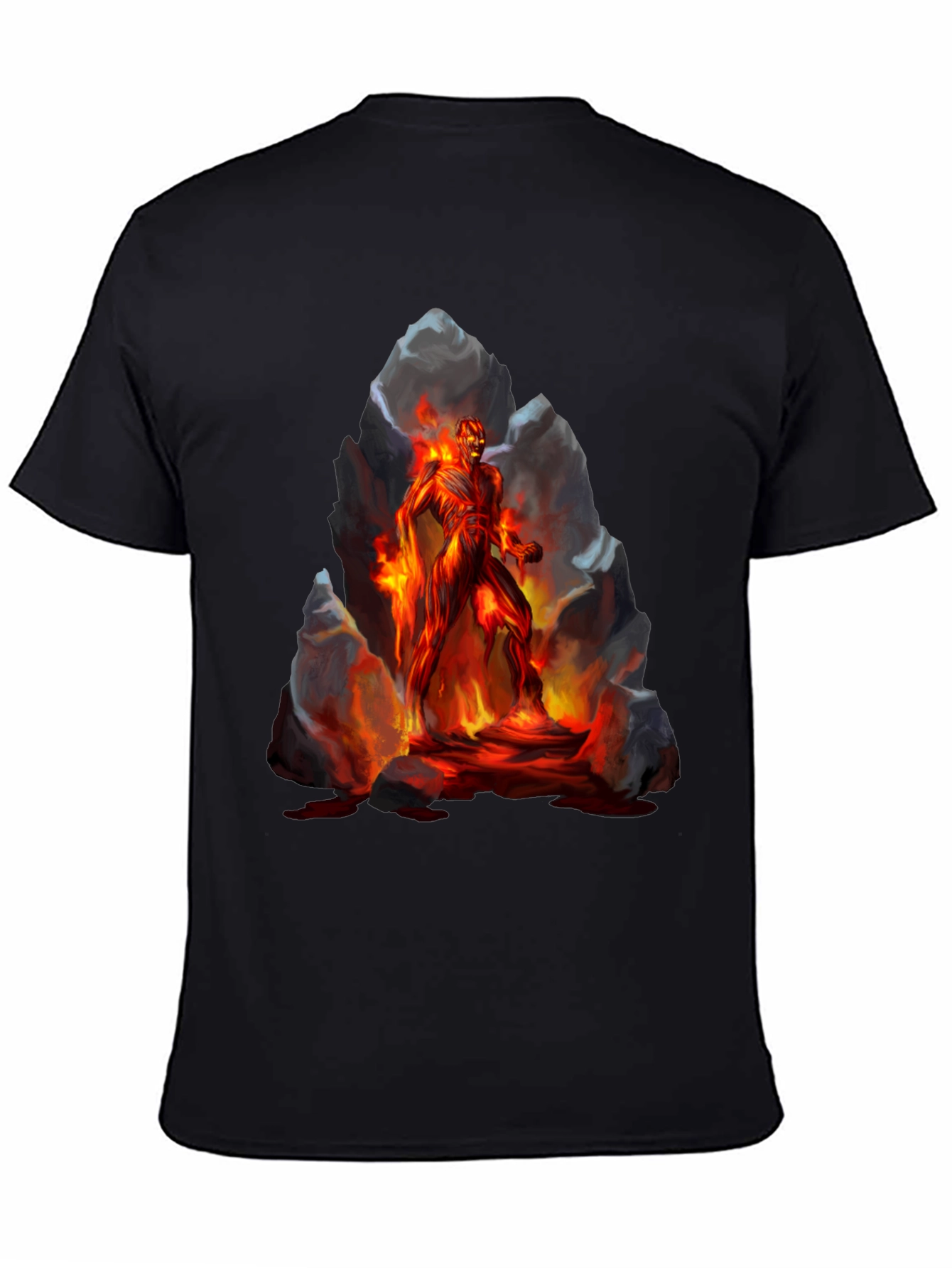 Black Inferno Man Graphic Tee - Fiery Lava Design view 4