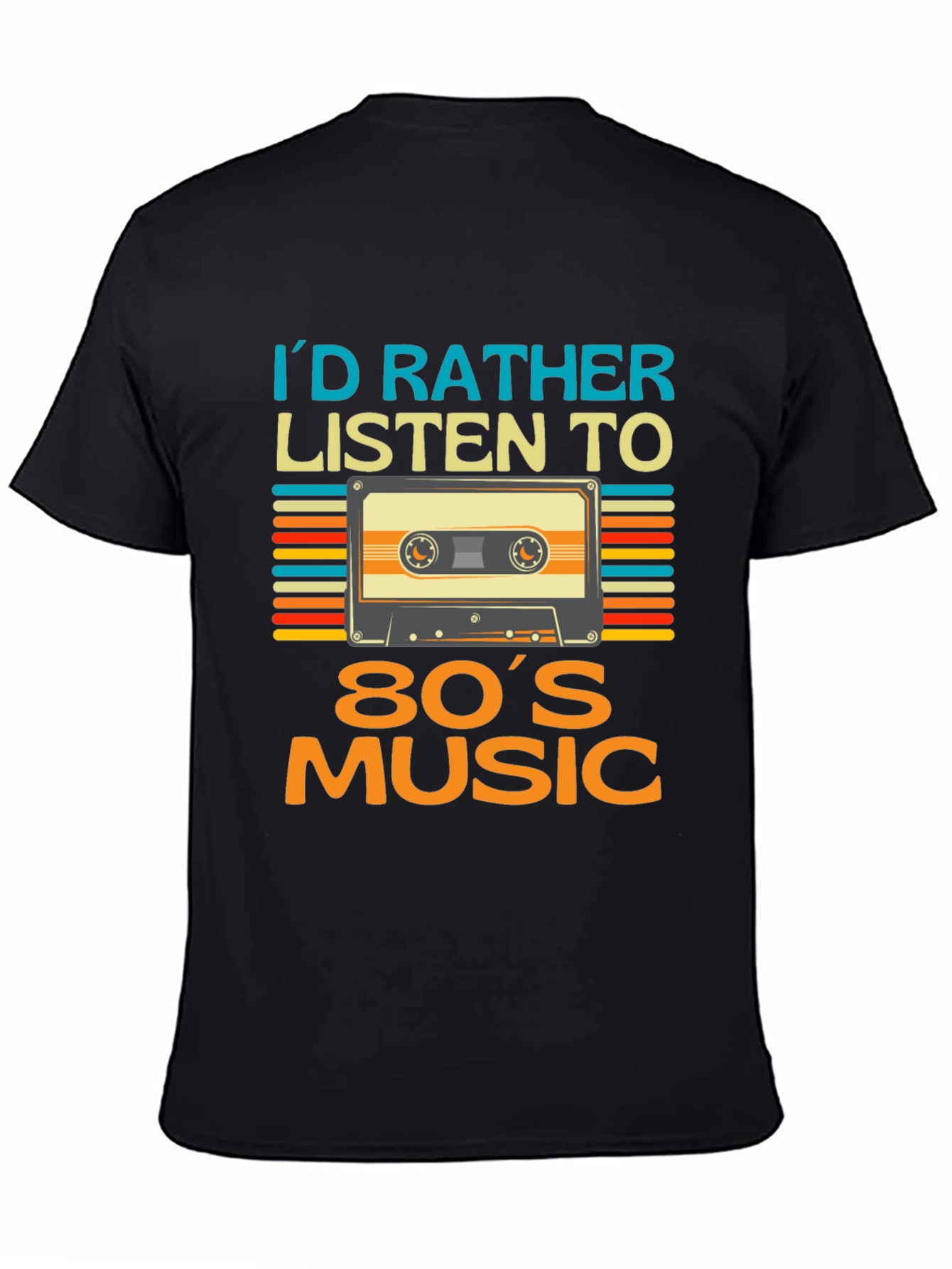 Black Retro 80s Music T-Shirt view 4