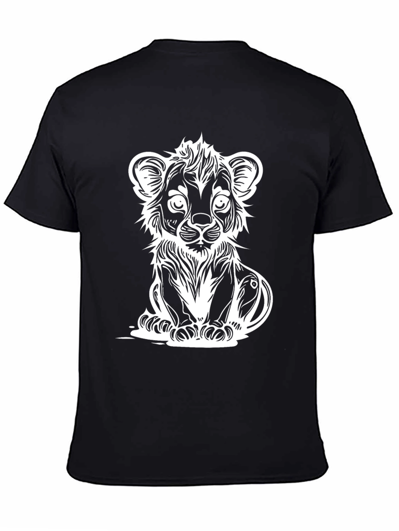 Black Lion Cub Graphic Tee - Black Cotton T-Shirt view 4