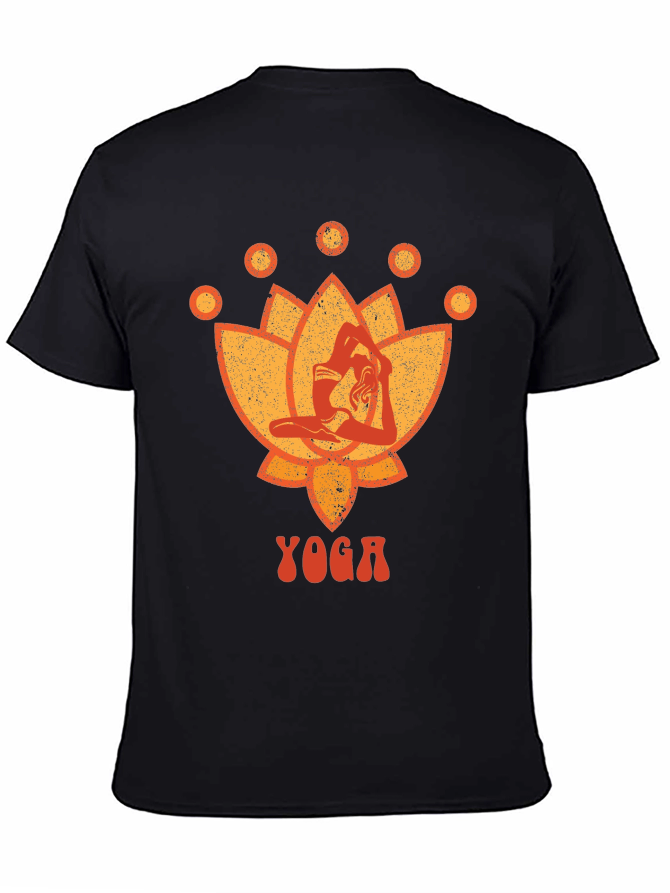 Black Yoga Lotus Graphic Tee - Black Cotton T-Shirt view 4