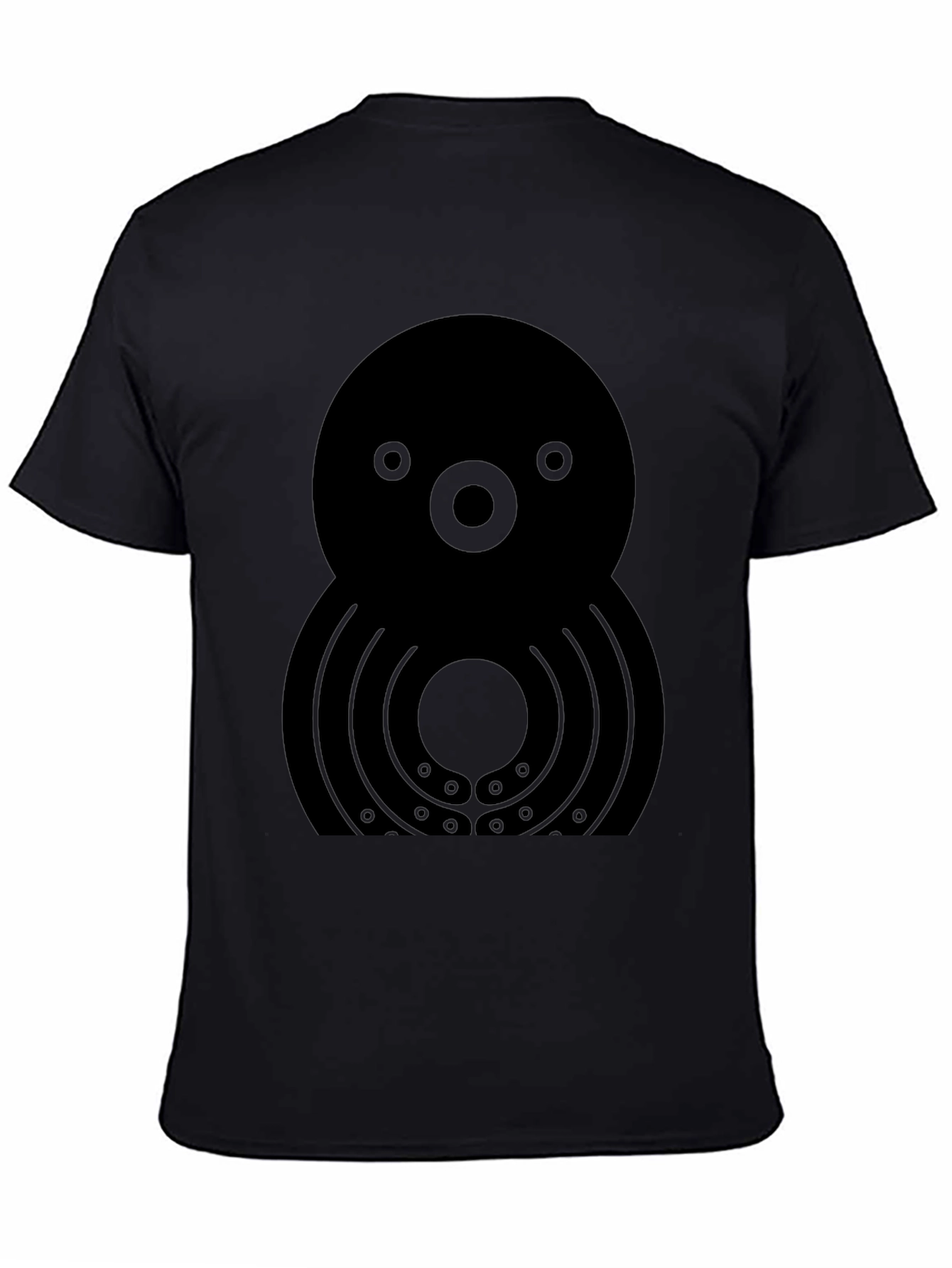 Black Unique Graphic Octopus T-Shirt - Black view 4