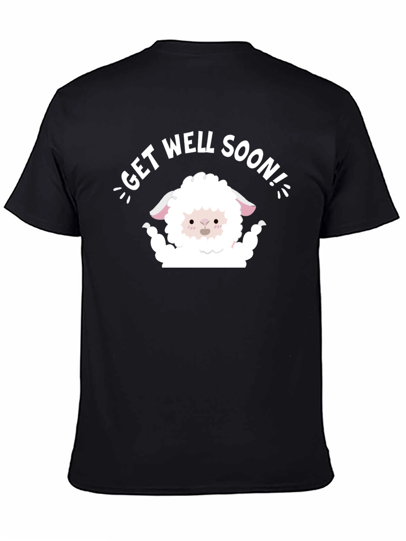 Black Get Well Soon Sheep T-Shirt - Cute Comfort view 4