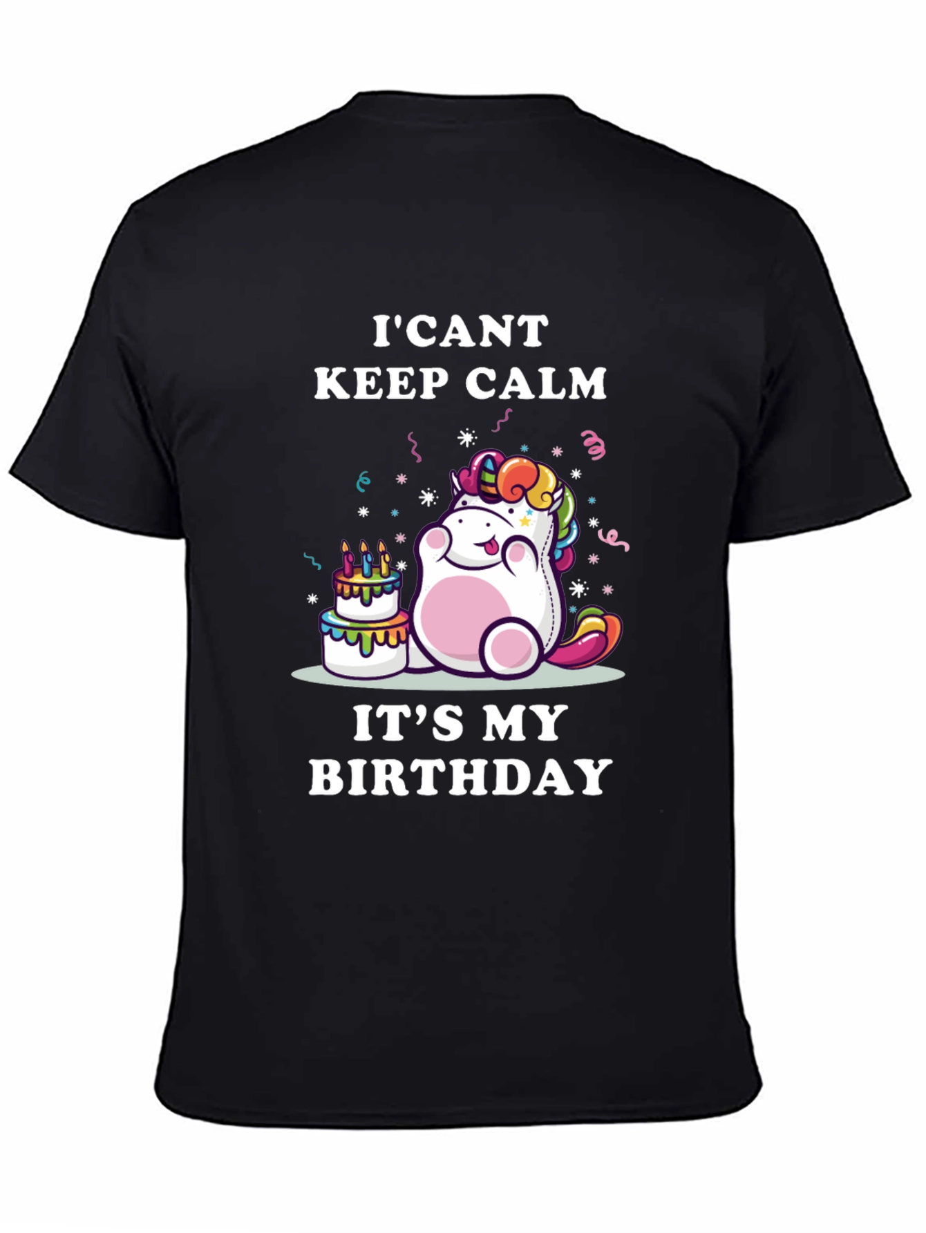 Black I Can't Keep Calm It's My Birthday Unicorn T-Shirt view 4
