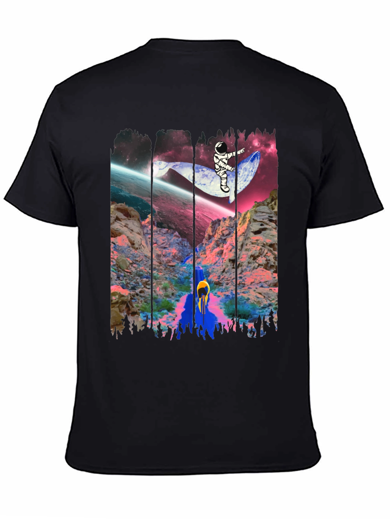 Black Astronaut Whale Ride Graphic Tee view 4
