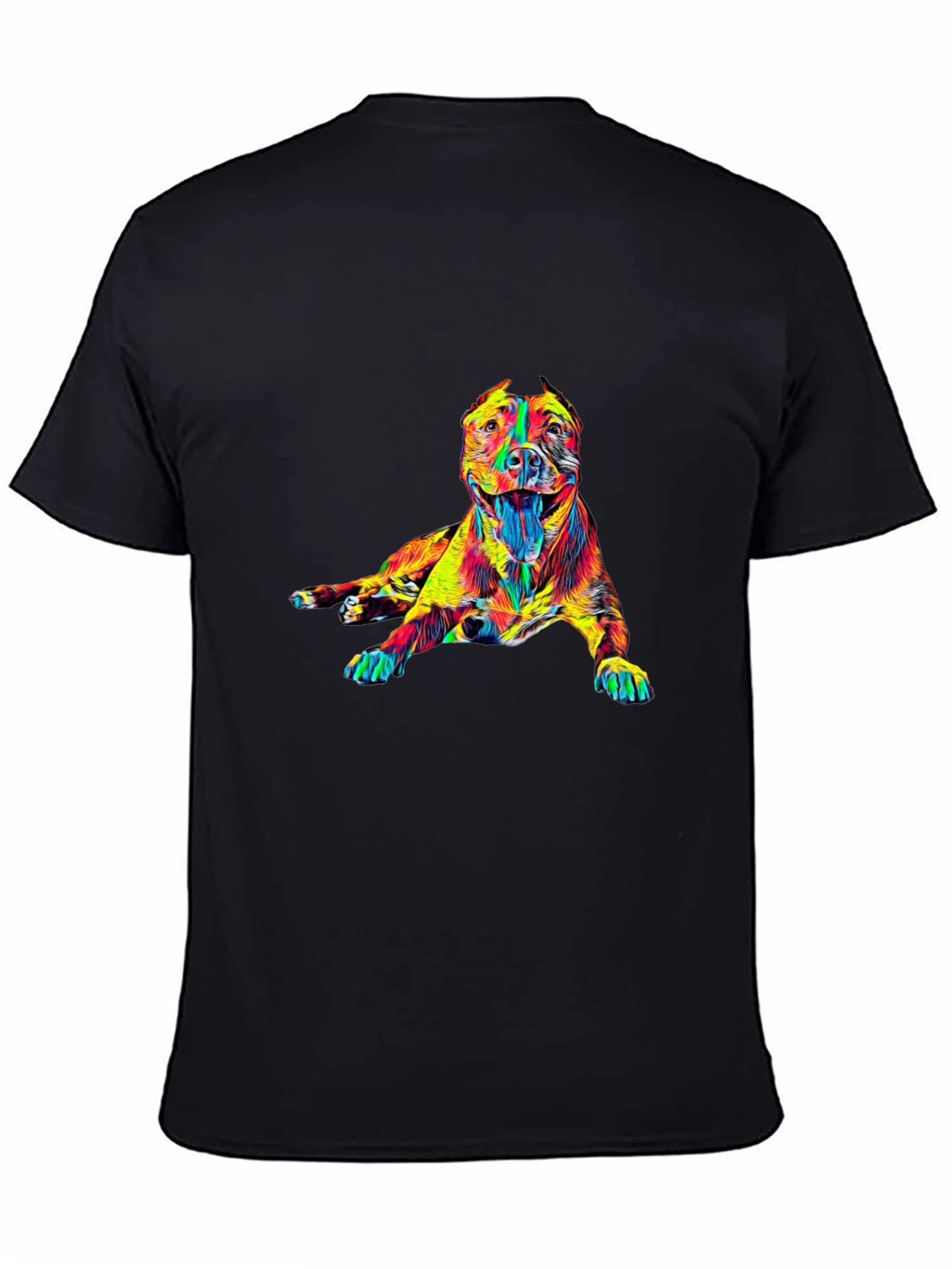 Black Vibrant Dog Graphic Tee - Stylish Crew Neck T-Shirt view 4