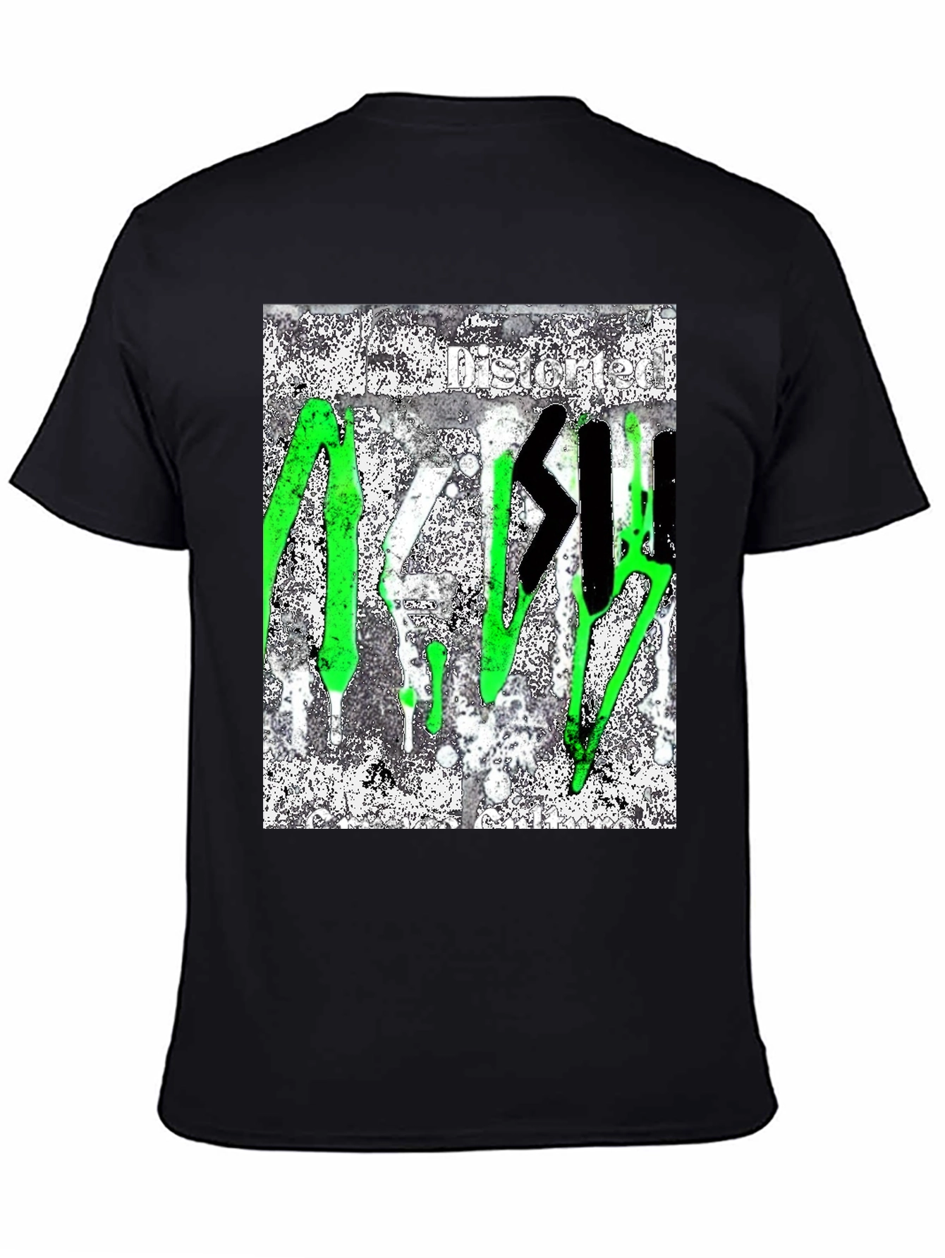 Black Distorted Graffiti Style T-Shirt view 4