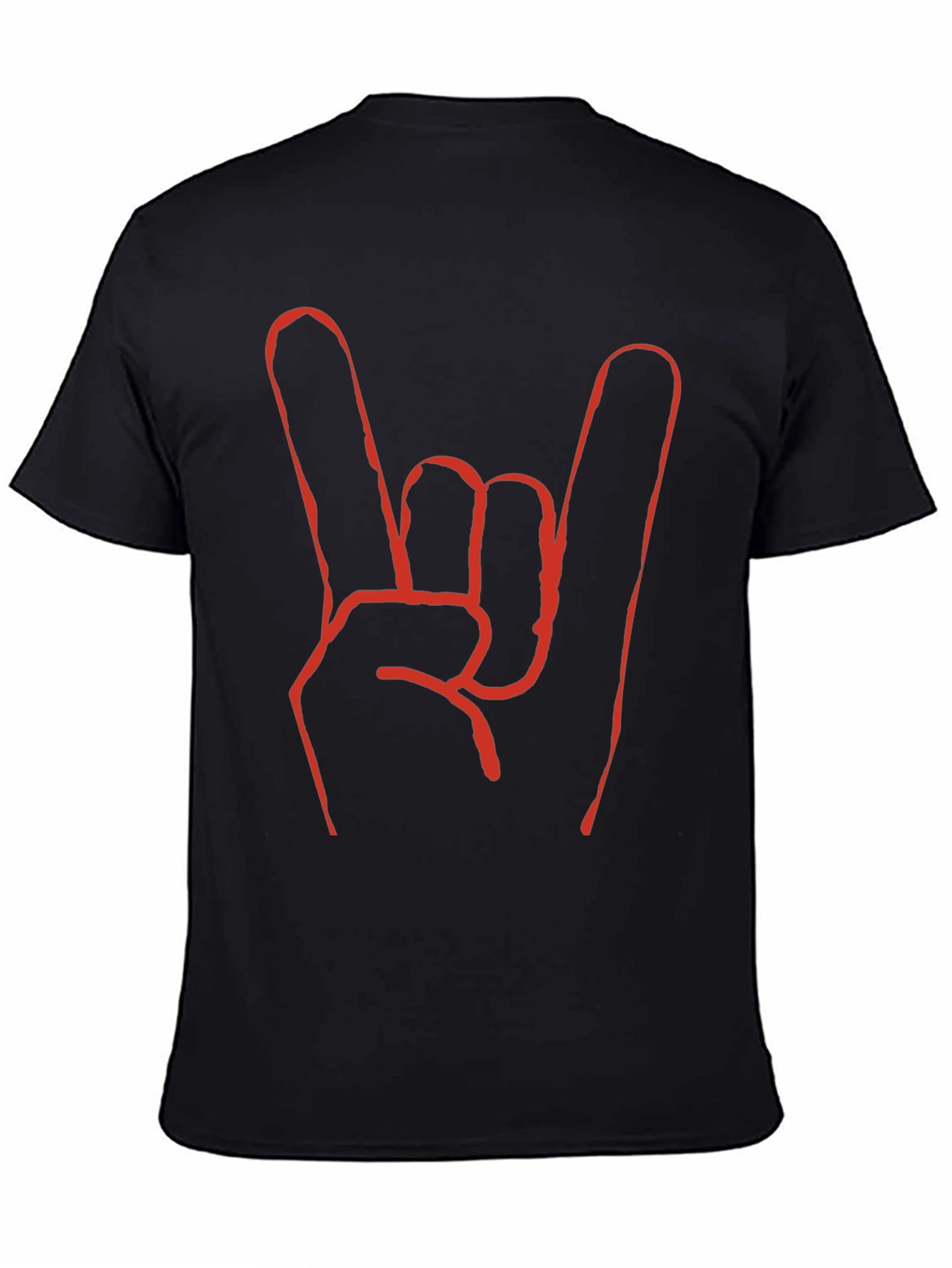 Black Rock On! Black T-Shirt with Bold Hand Sign Design view 4
