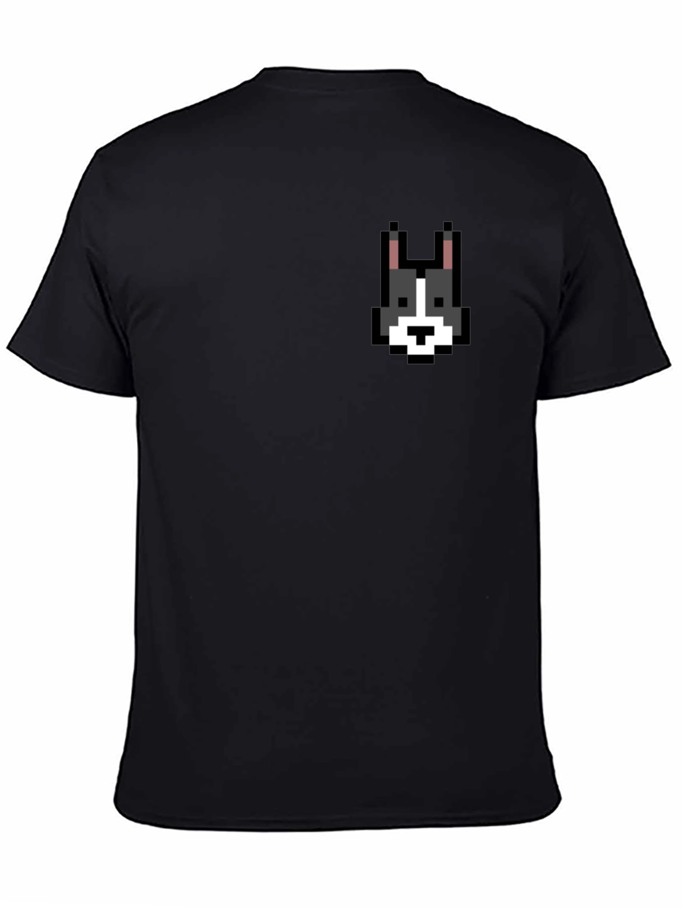 Black Pixel Dog T-Shirt - Black Cotton Tee view 4