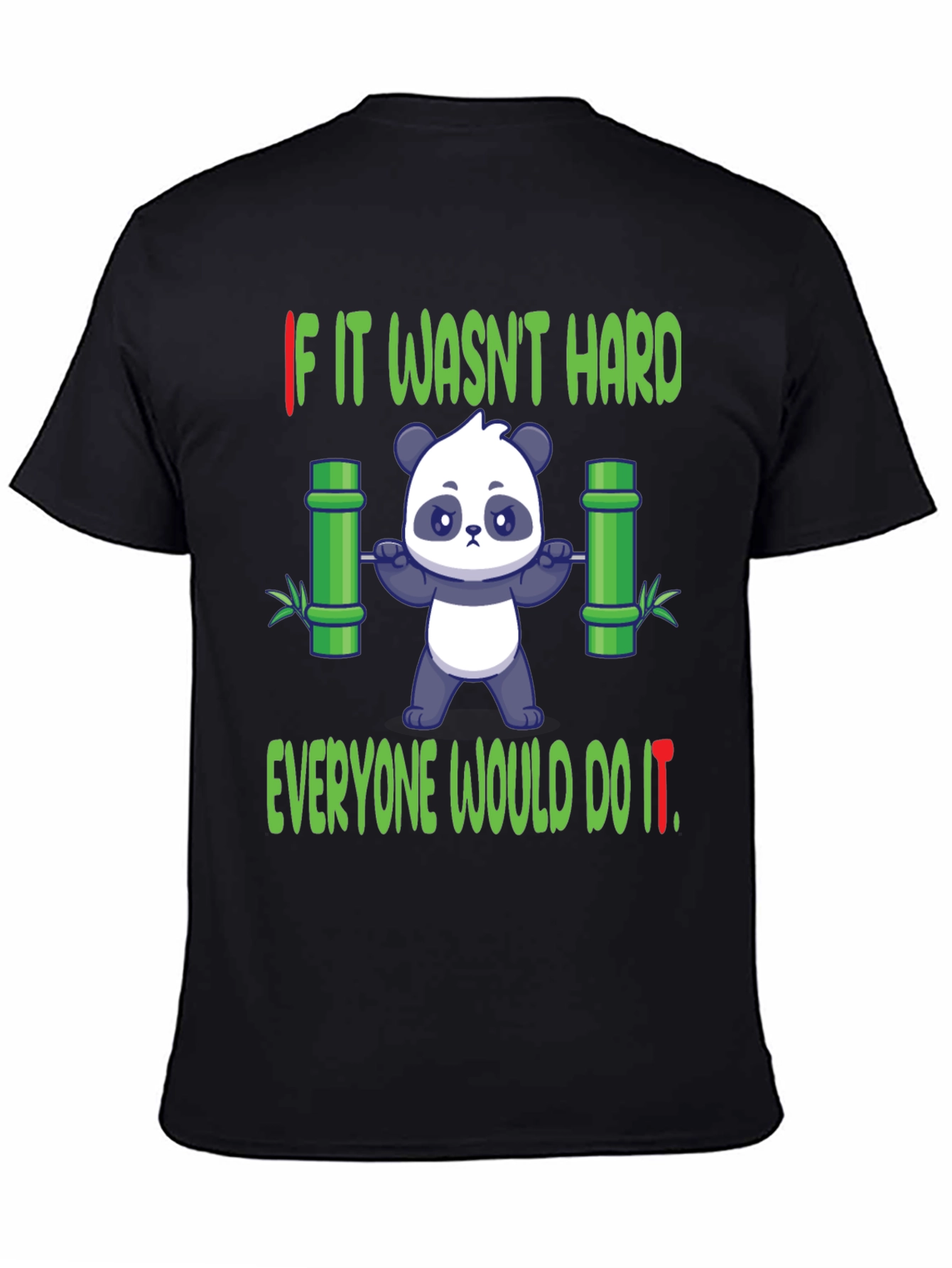 Black Funny Panda Gym T-Shirt - Weightlifting Bamboo view 4