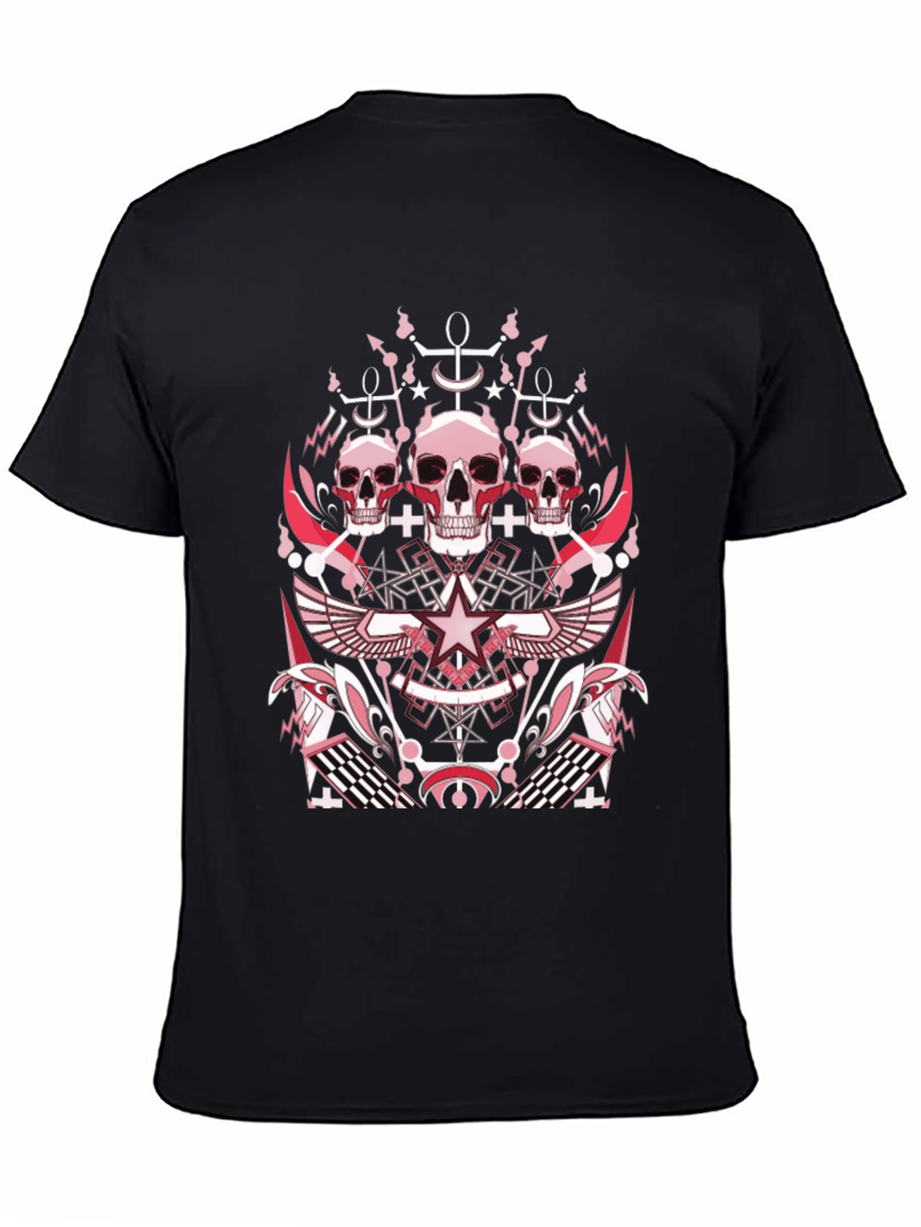 Black Skull Graphic Print T-Shirt view 4