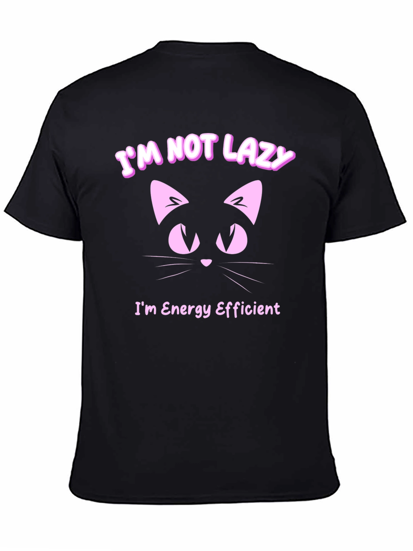 Black I'm Not Lazy Cat T-Shirt view 4