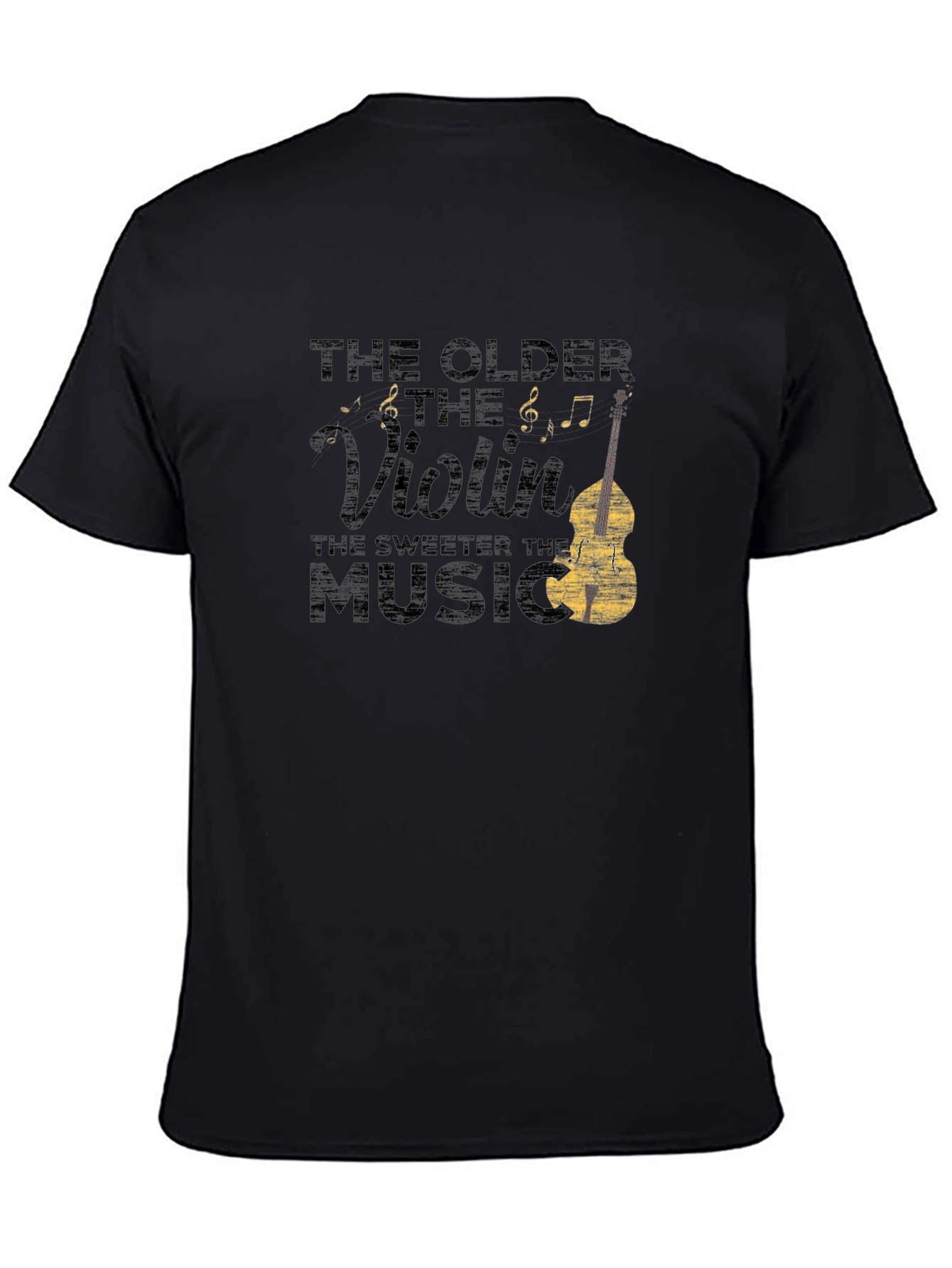 Black Vintage Violin Music T-Shirt - The Older The Violin view 4