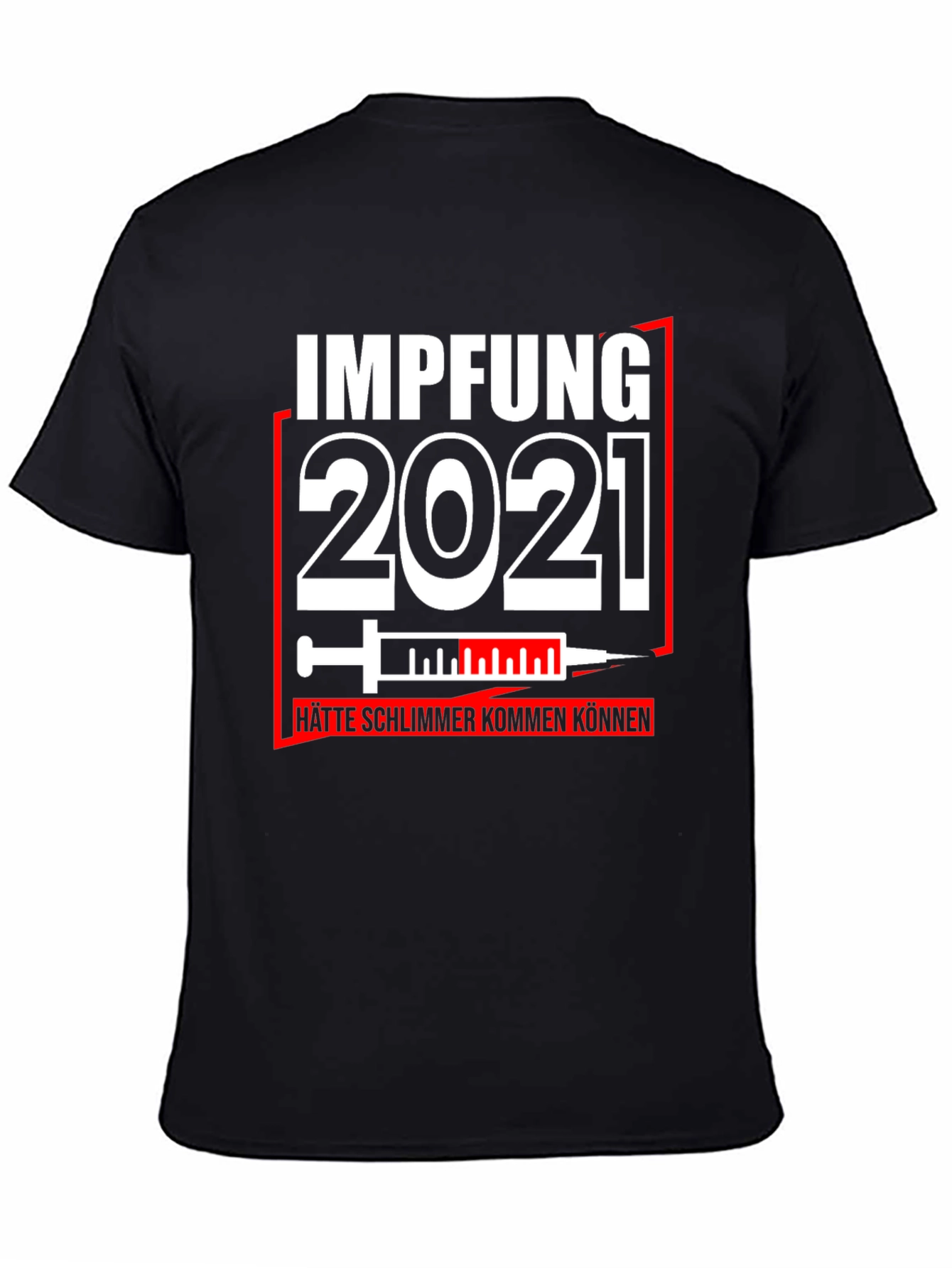 Black Impfung 2021 Graphic Tee - Vaccine Humor T-Shirt view 4