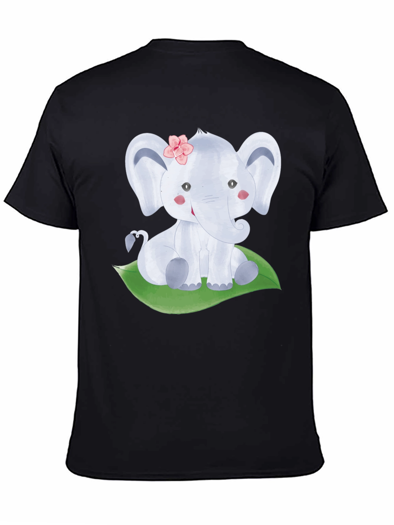 Black Cute Elephant Graphic Tee - Unisex Black T-Shirt view 4