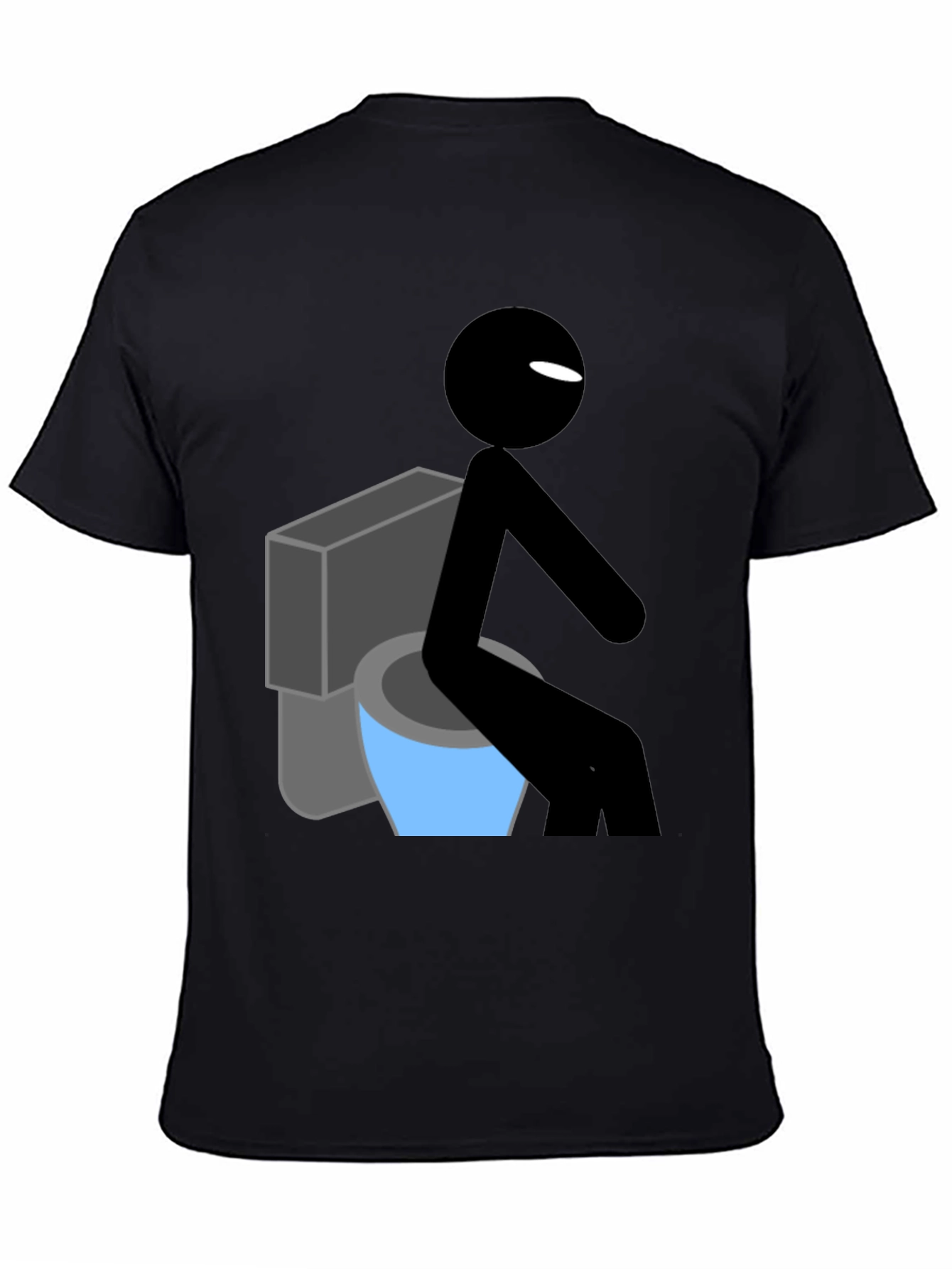 Black Toilet Humor Graphic Tee - Funny Stick Figure Shirt view 4