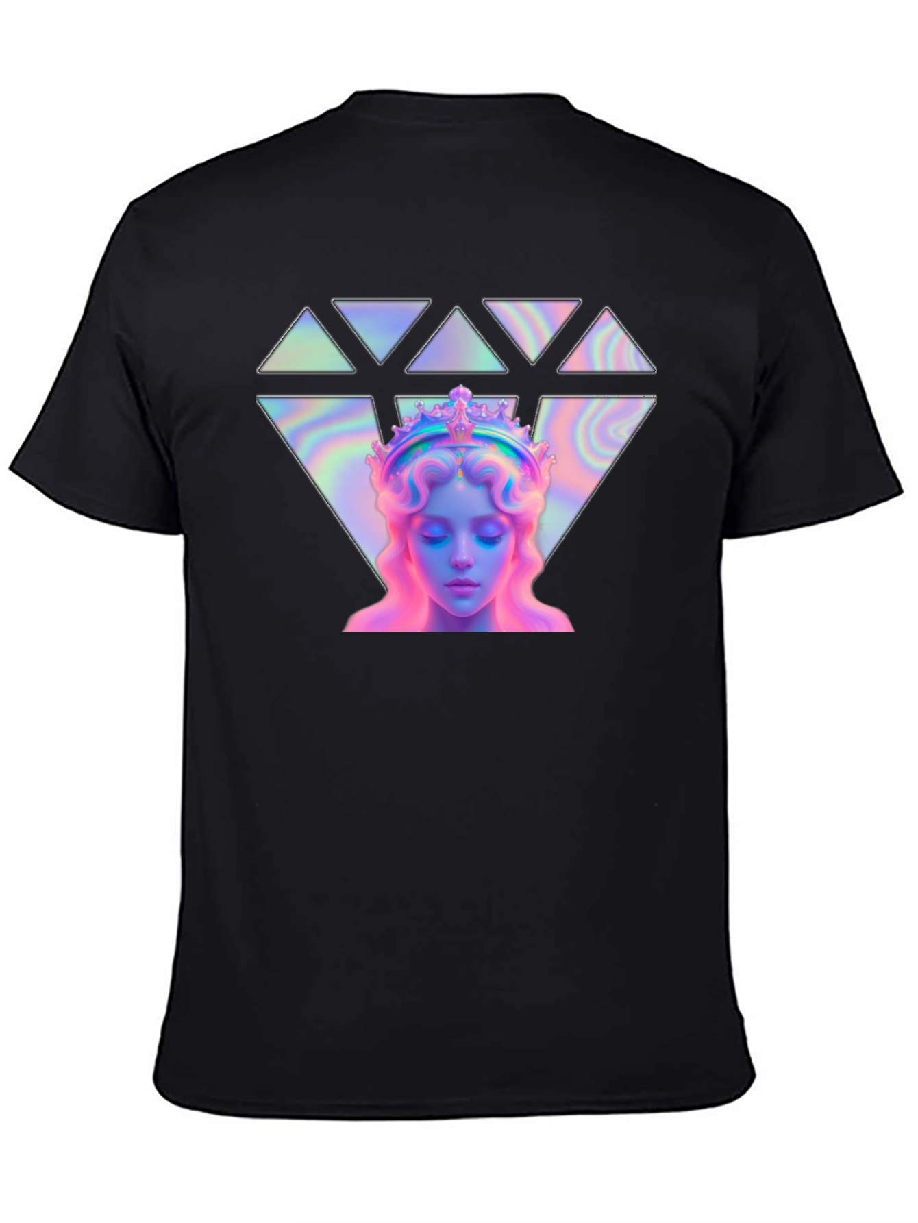 Black Mystic Crown Graphic Tee - Holographic Design view 4