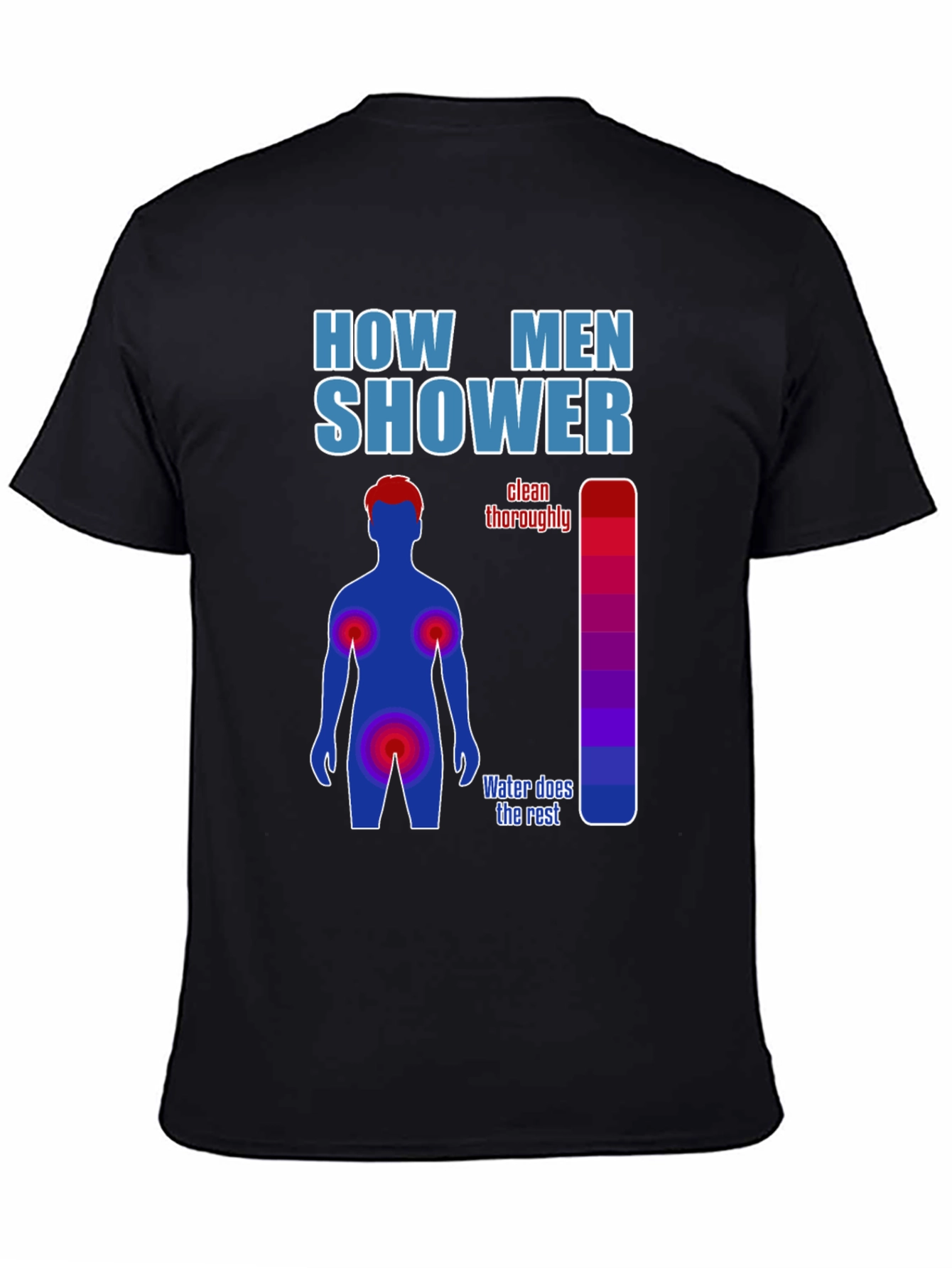 Black Humorous Men's Shower Guide T-Shirt view 4