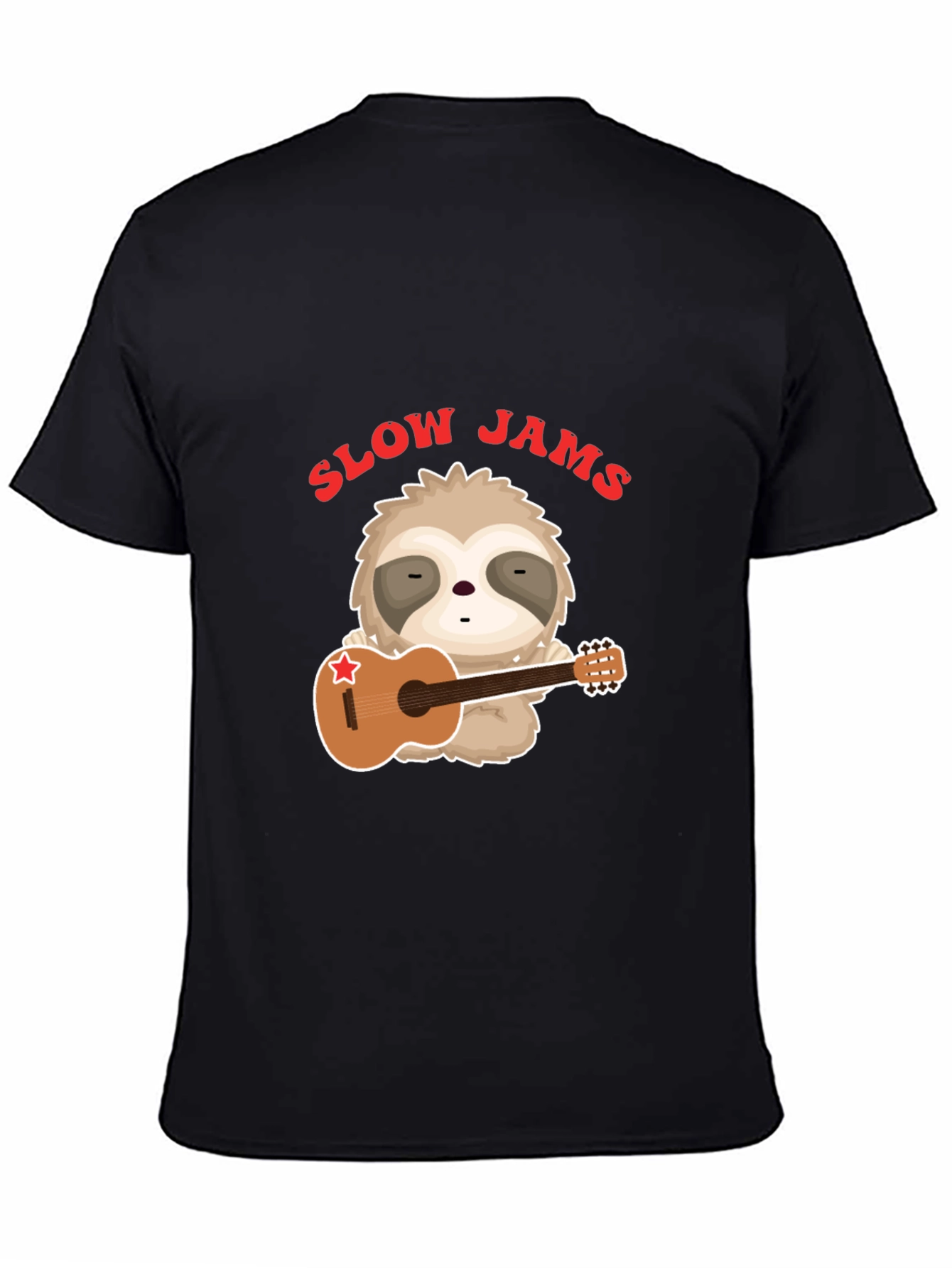 Black Slow Jams Sloth Guitarist Graphic Tee view 4