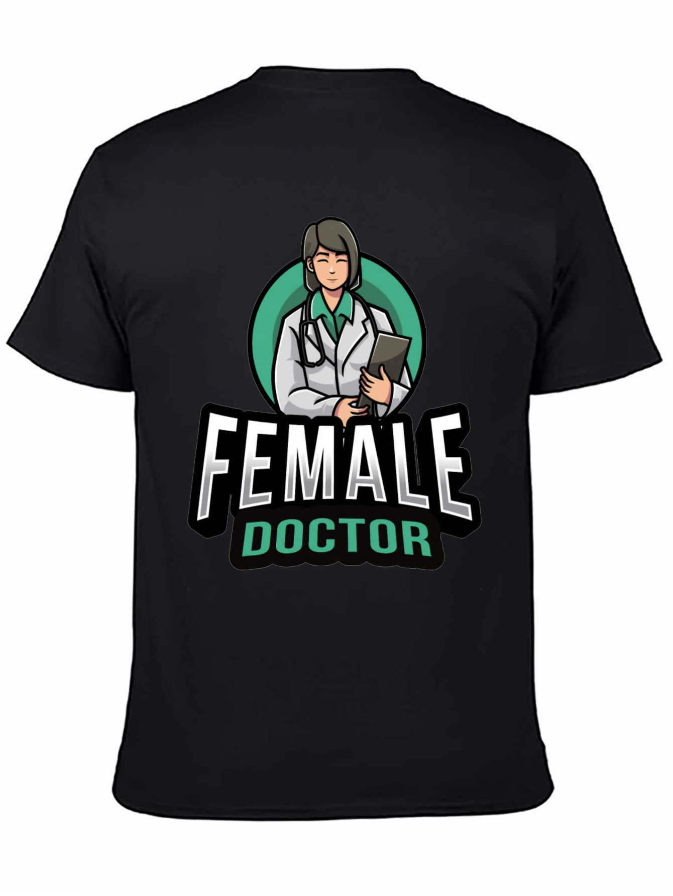 Black Female Doctor Graphic T-Shirt - Novelty Medical Apparel view 4