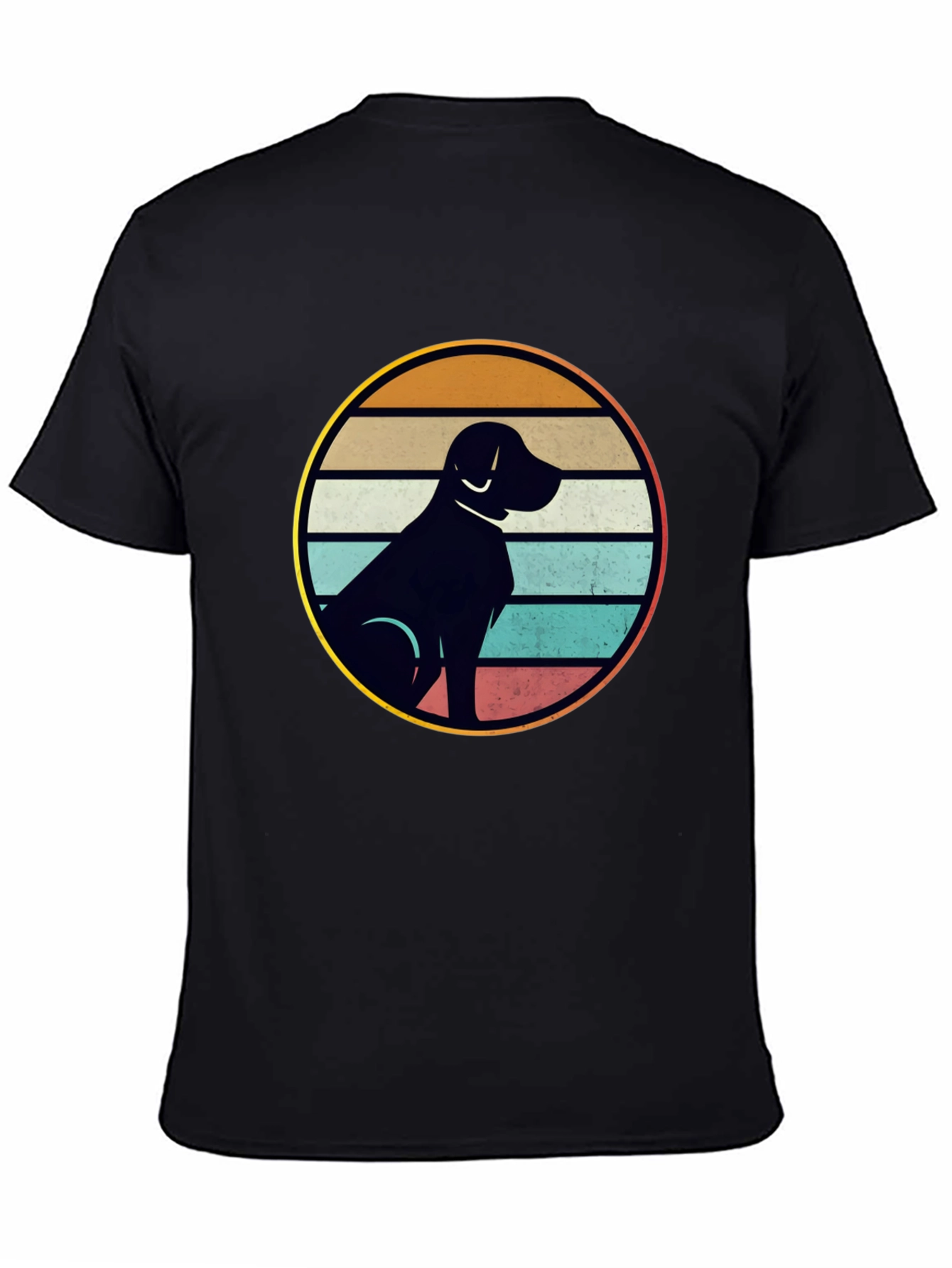 Black Retro Dog Silhouette T-Shirt view 4