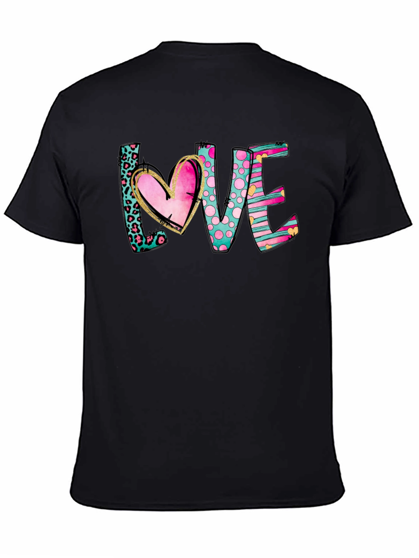 Black LOVE T-Shirt - Heart Design view 4