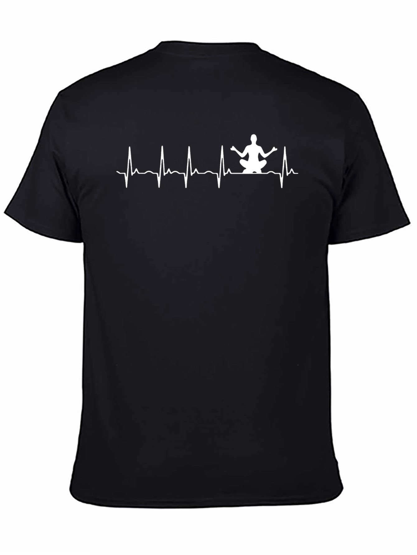 Black Yoga Heartbeat Graphic Tee - Black Cotton Blend view 4
