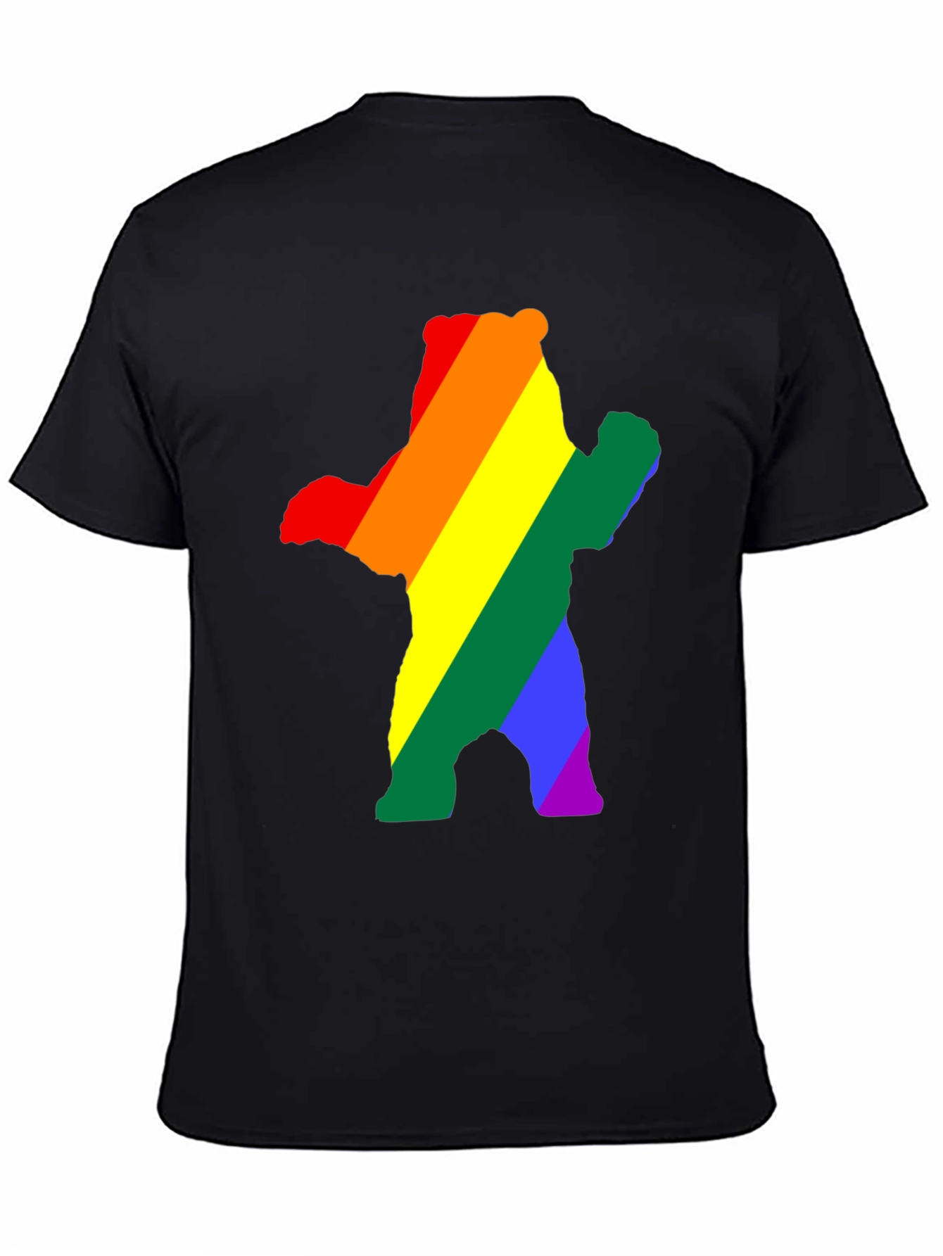 Black Rainbow Bear Pride T-Shirt - Black Crew Neck Cotton Tee view 4