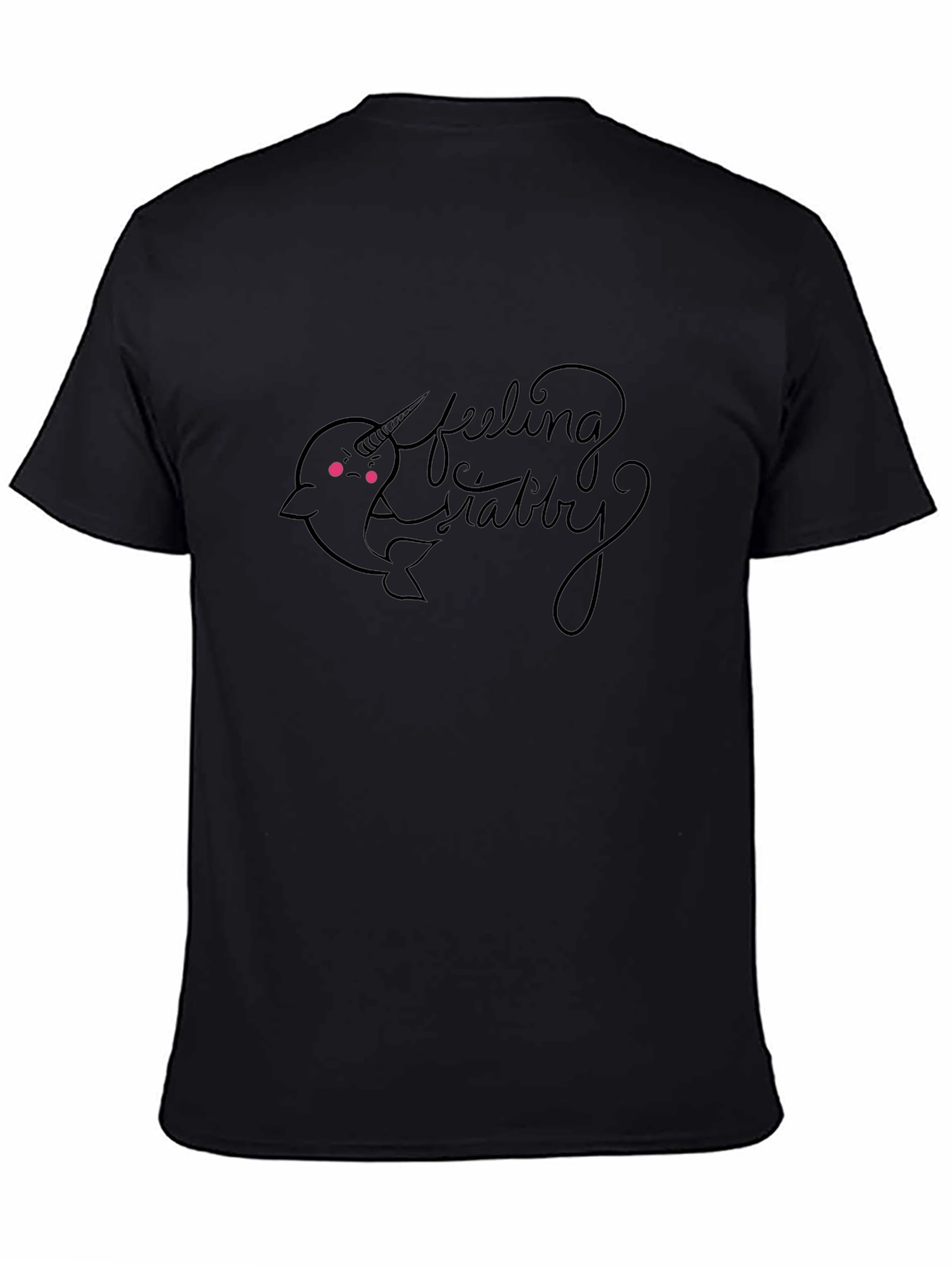 Black Feeling Stabby Narwhal Graphic T-Shirt view 4