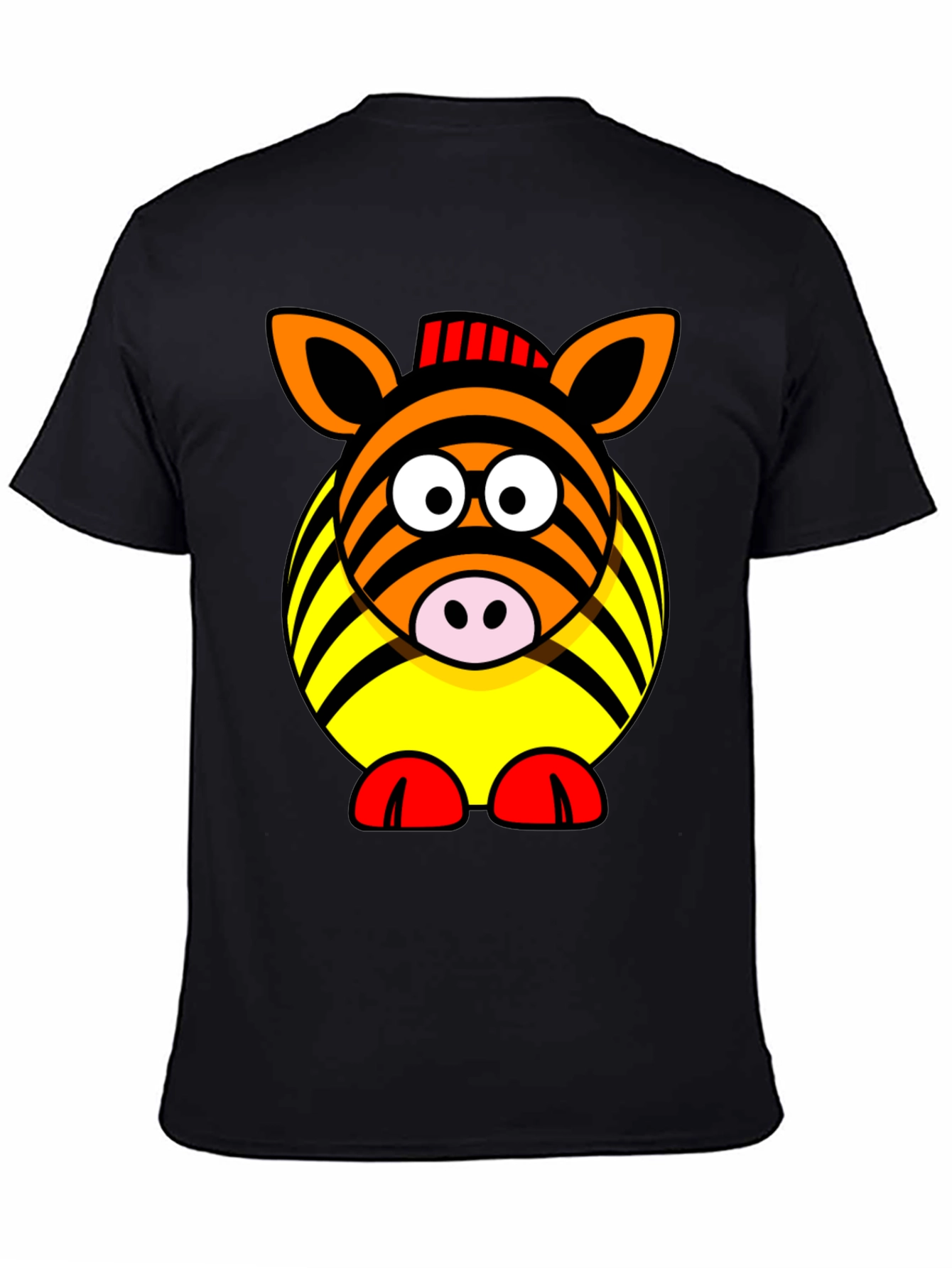 Black Zebra Cartoon Graphic Black T-Shirt view 4