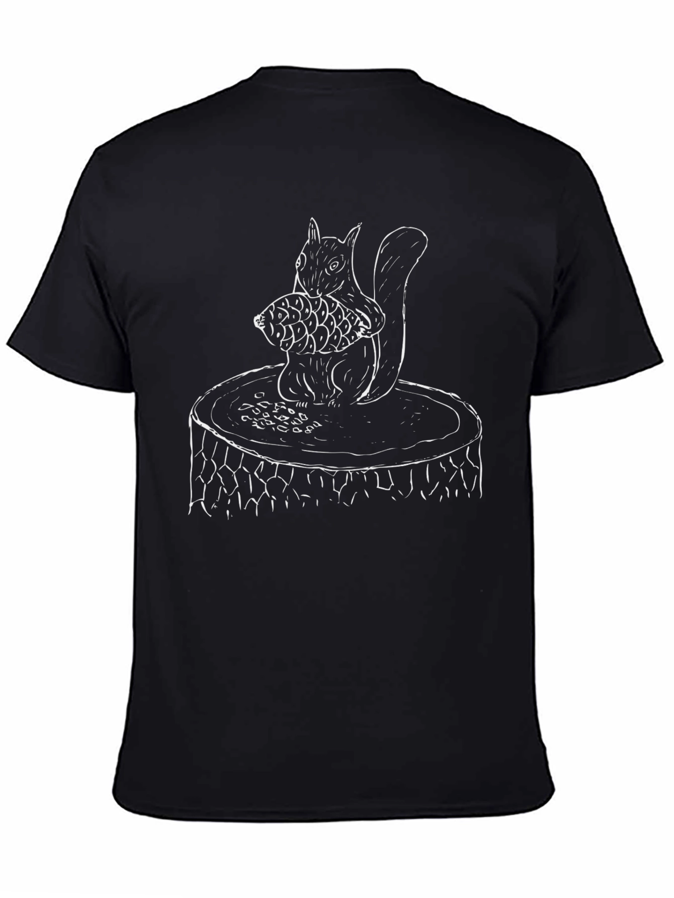 Black Squirrel Holding Fish Graphic Tee - Black view 4