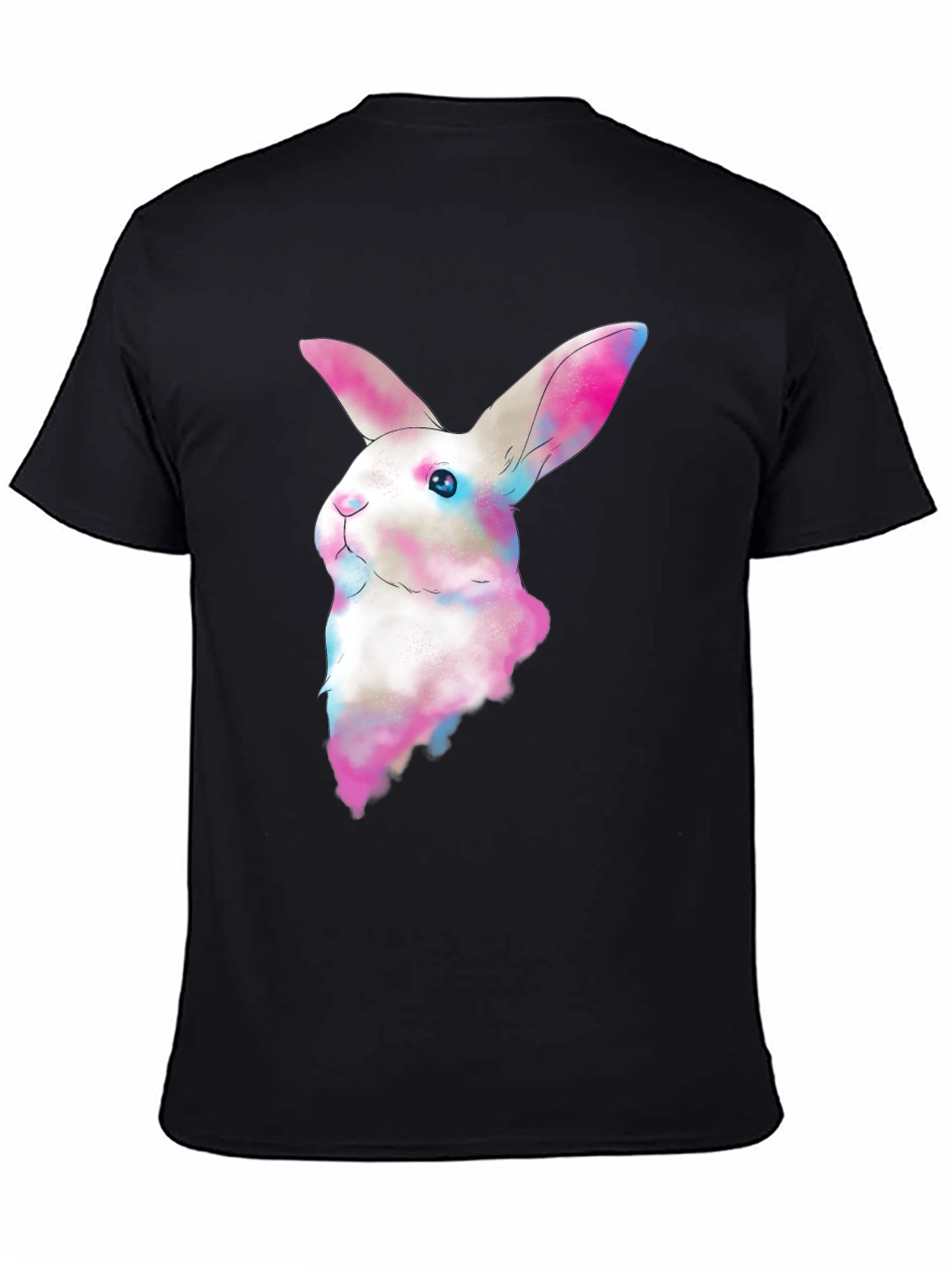 Black Watercolor Bunny T-Shirt - Soft Cotton Tee view 4