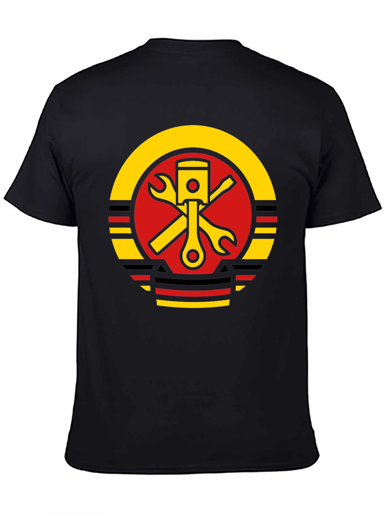 Black Piston Wrench Graphic Tee - Black Cotton Mechanic T-Shirt view 4