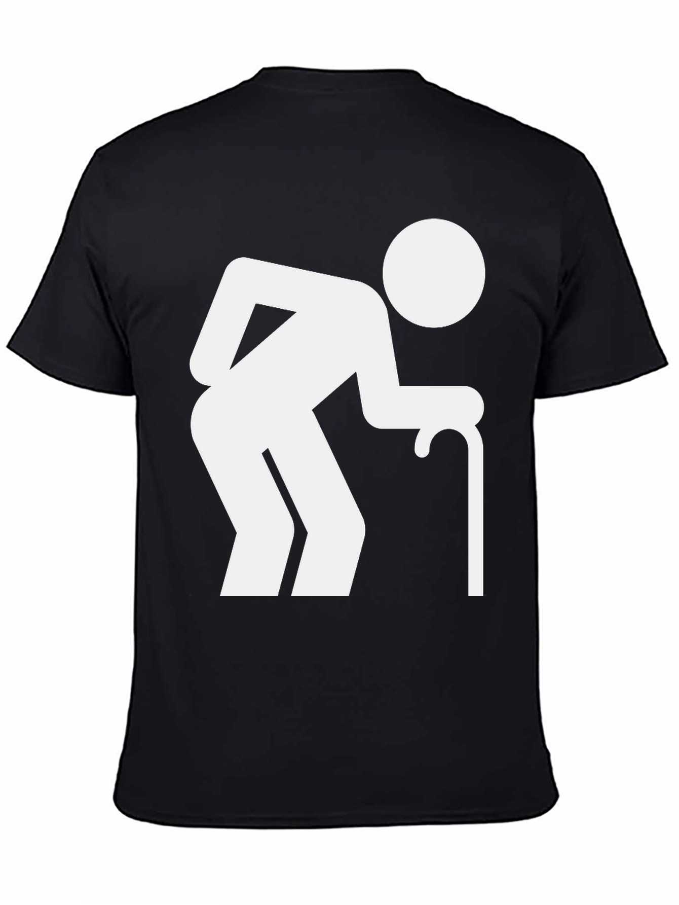 Black Funny Old Man Stick Figure Black T-Shirt view 4
