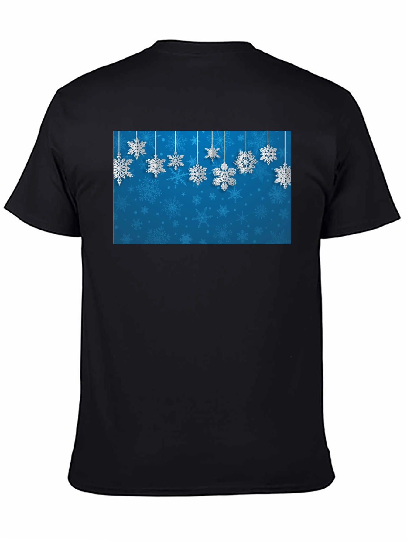 Black Snowflake Graphic Print Crew Neck T-Shirt view 4
