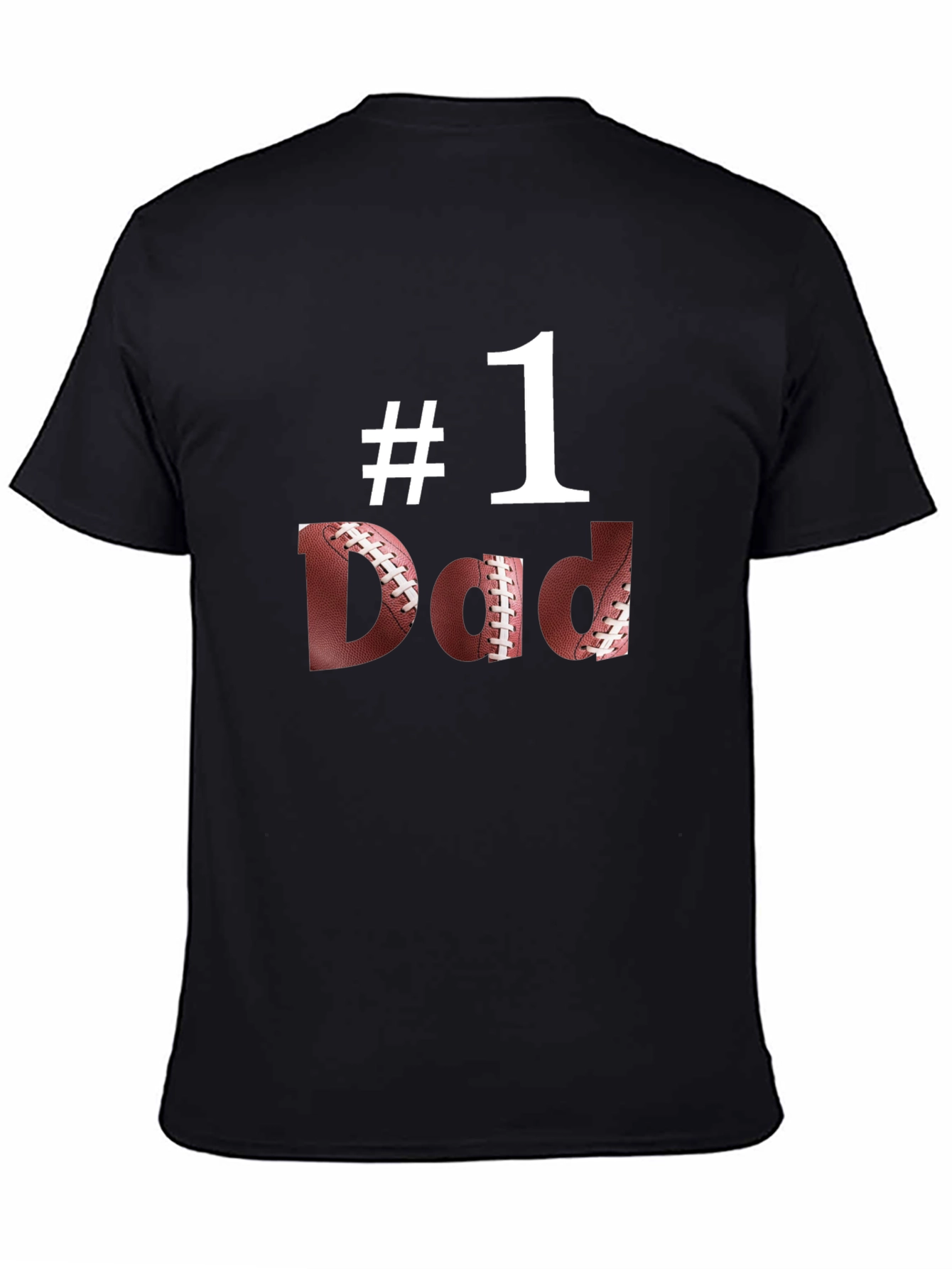 Black #1 Dad Football T-Shirt - Father's Day Gift view 4