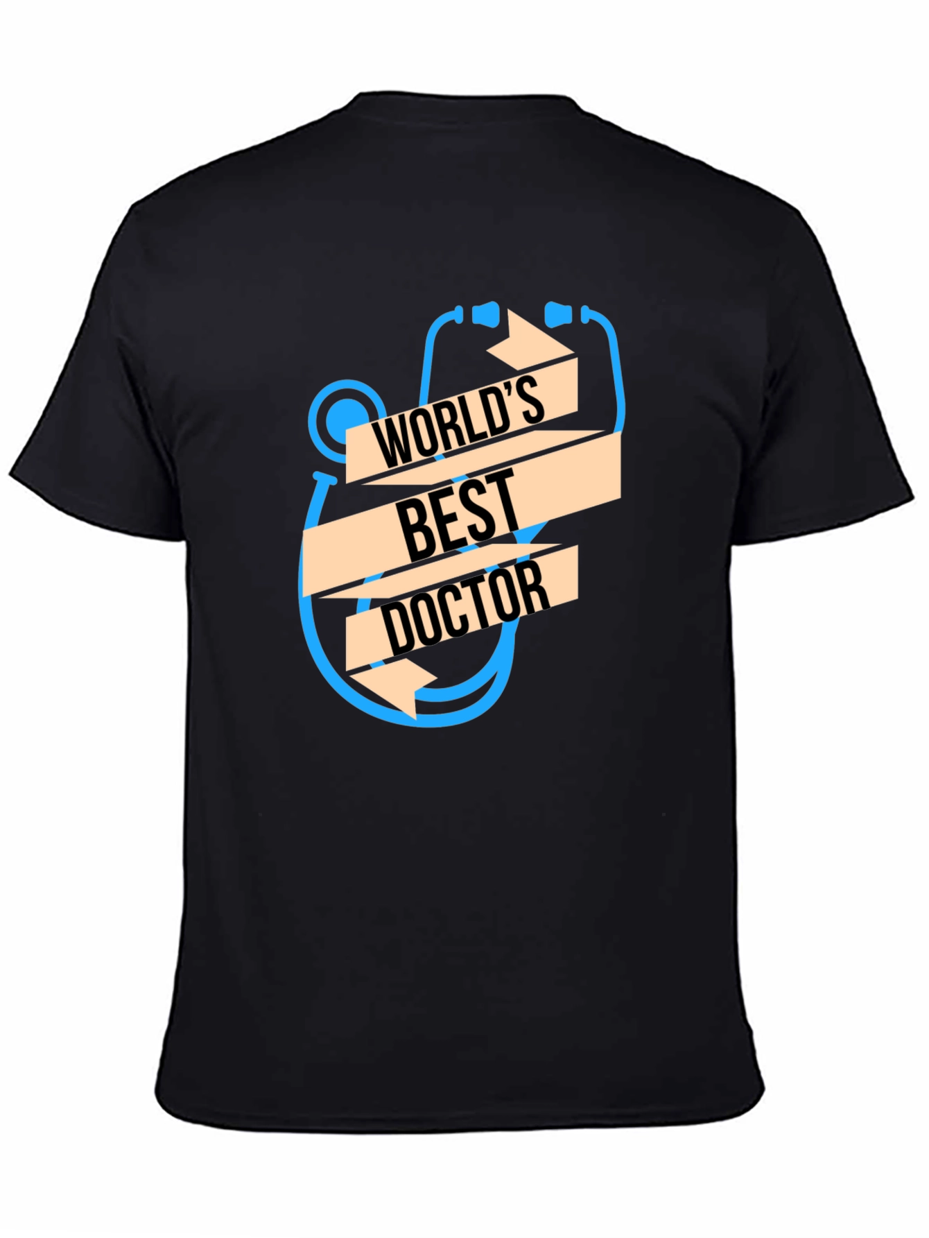 Black World's Best Doctor T-Shirt - Unique Stethoscope Design view 4