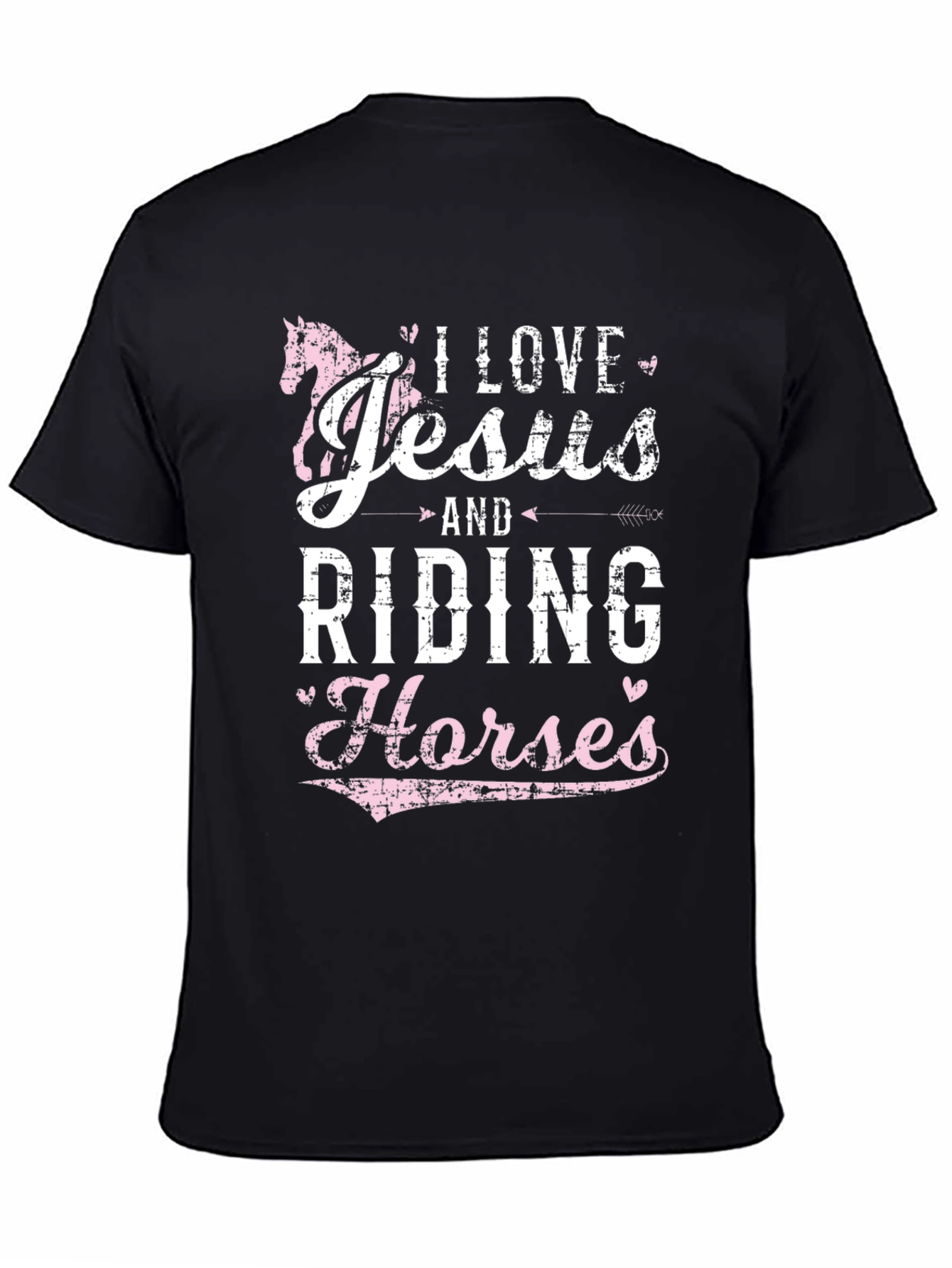 Black I Love Jesus & Riding Horses Graphic Tee view 4