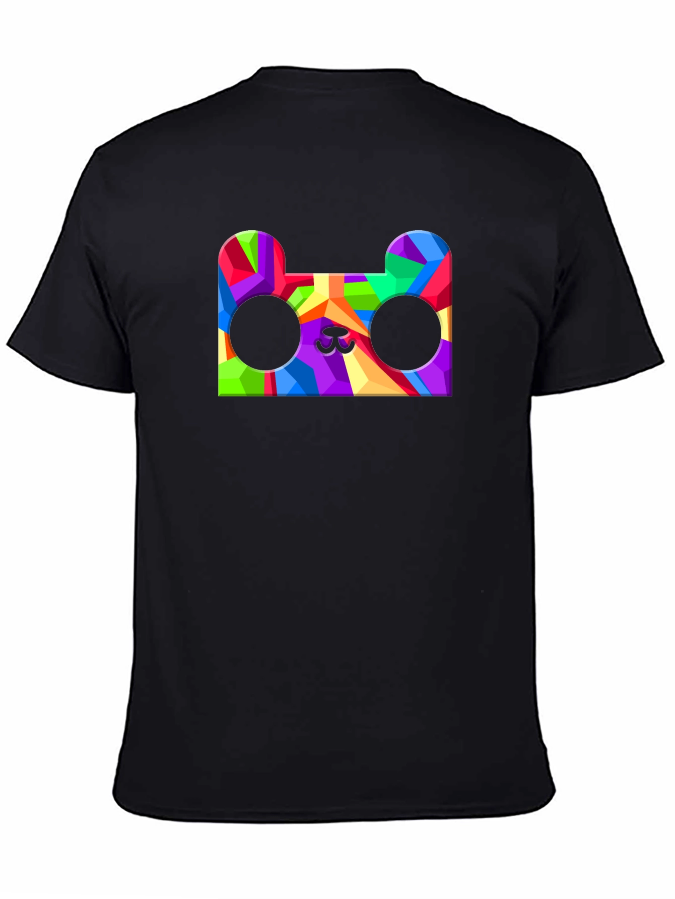 Black Geometric Bear Head Graphic Tee - Men's Black T-Shirt view 4