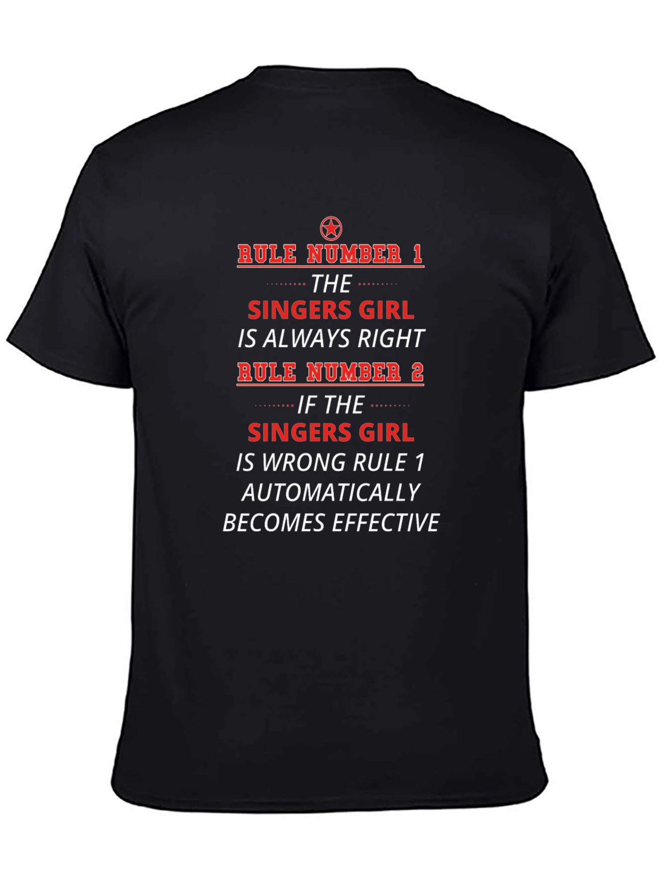 Black Singer's Girl Rules Funny Graphic Tee view 4