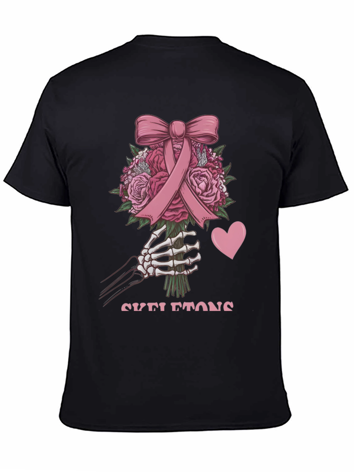 Black Skeleton Bouquet T-Shirt - Breast Cancer Awareness Tee view 4