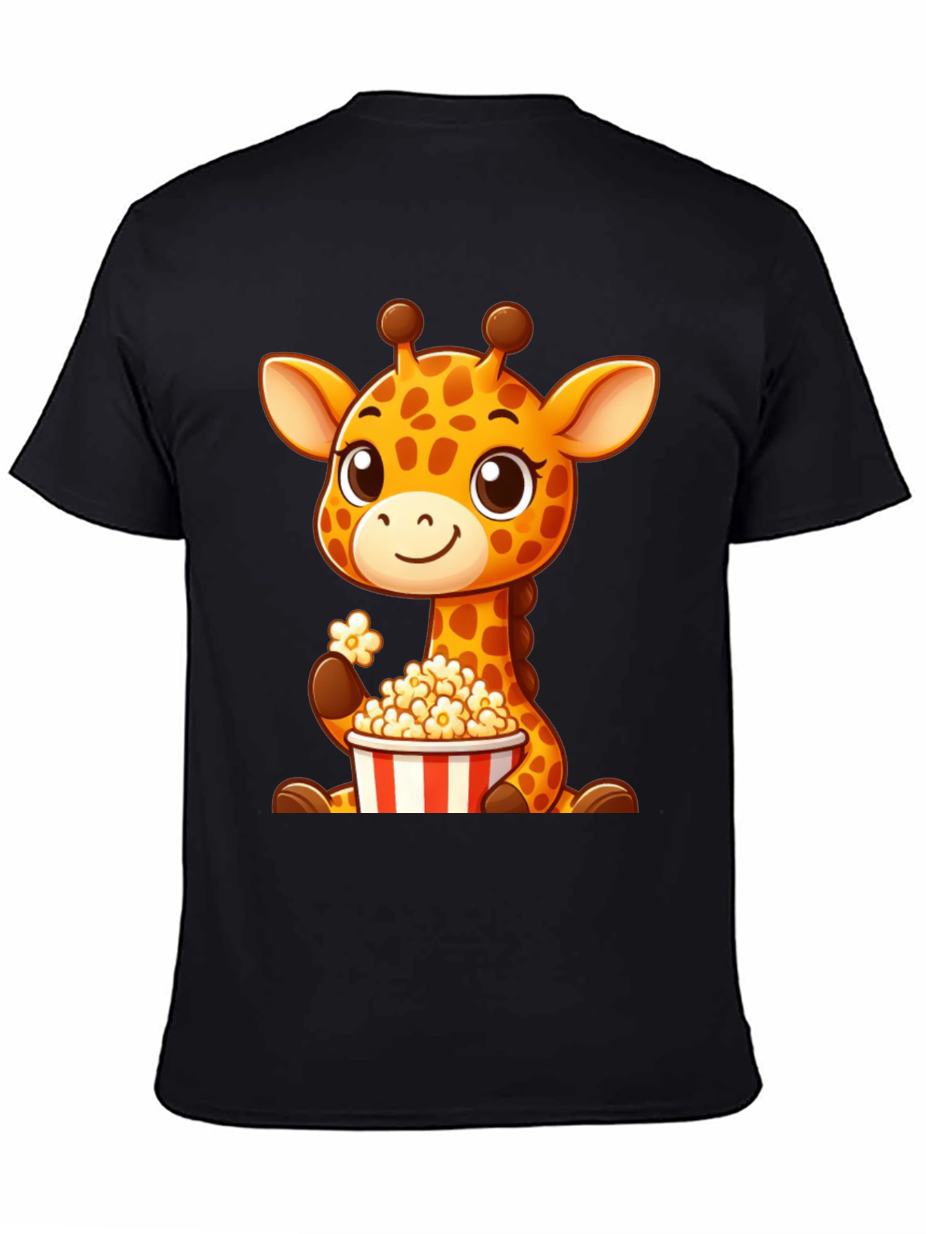 Black Giraffe Popcorn T-Shirt: Cute Cartoon Animal Tee view 4