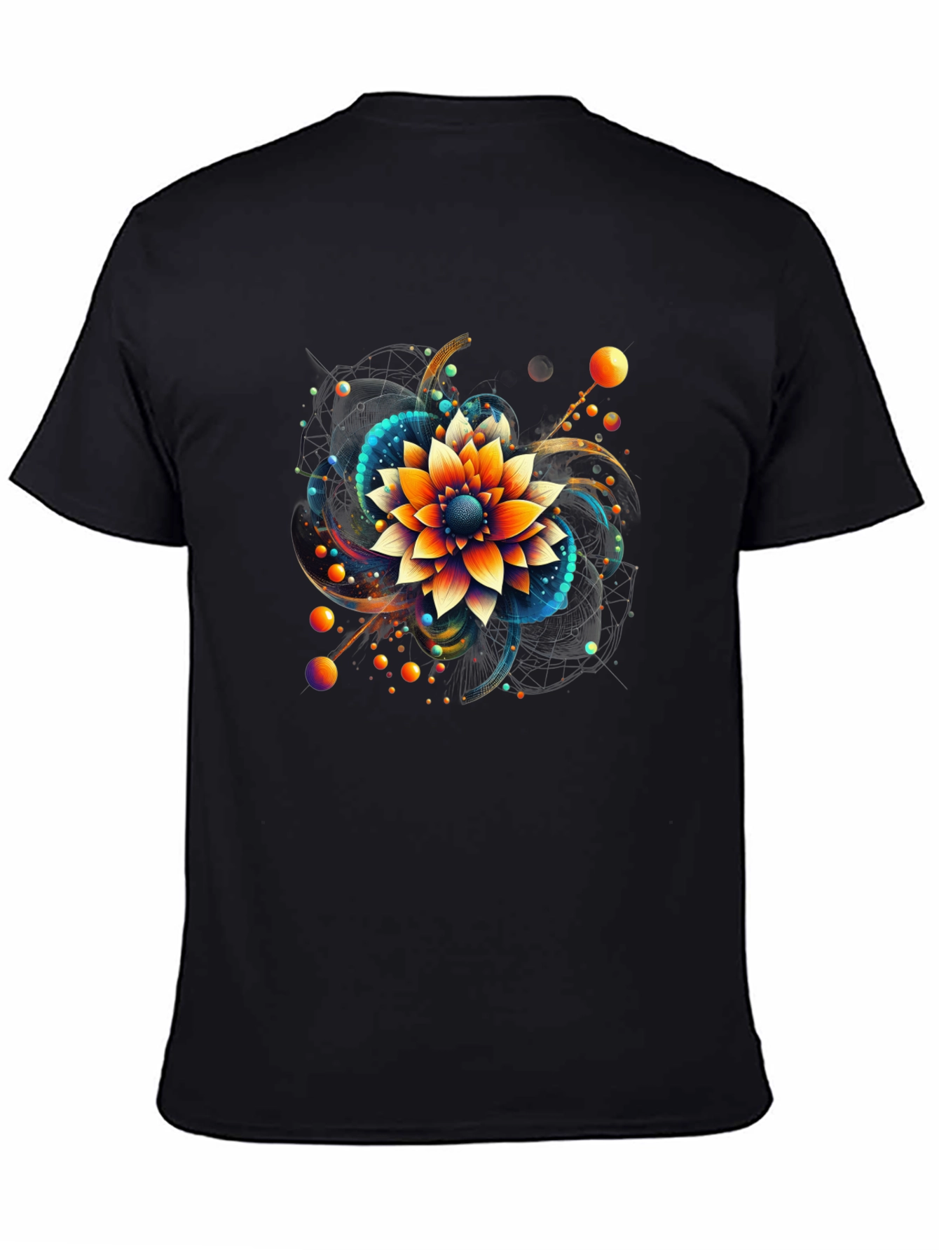 Black Abstract Floral Graphic Print Black T-Shirt view 4