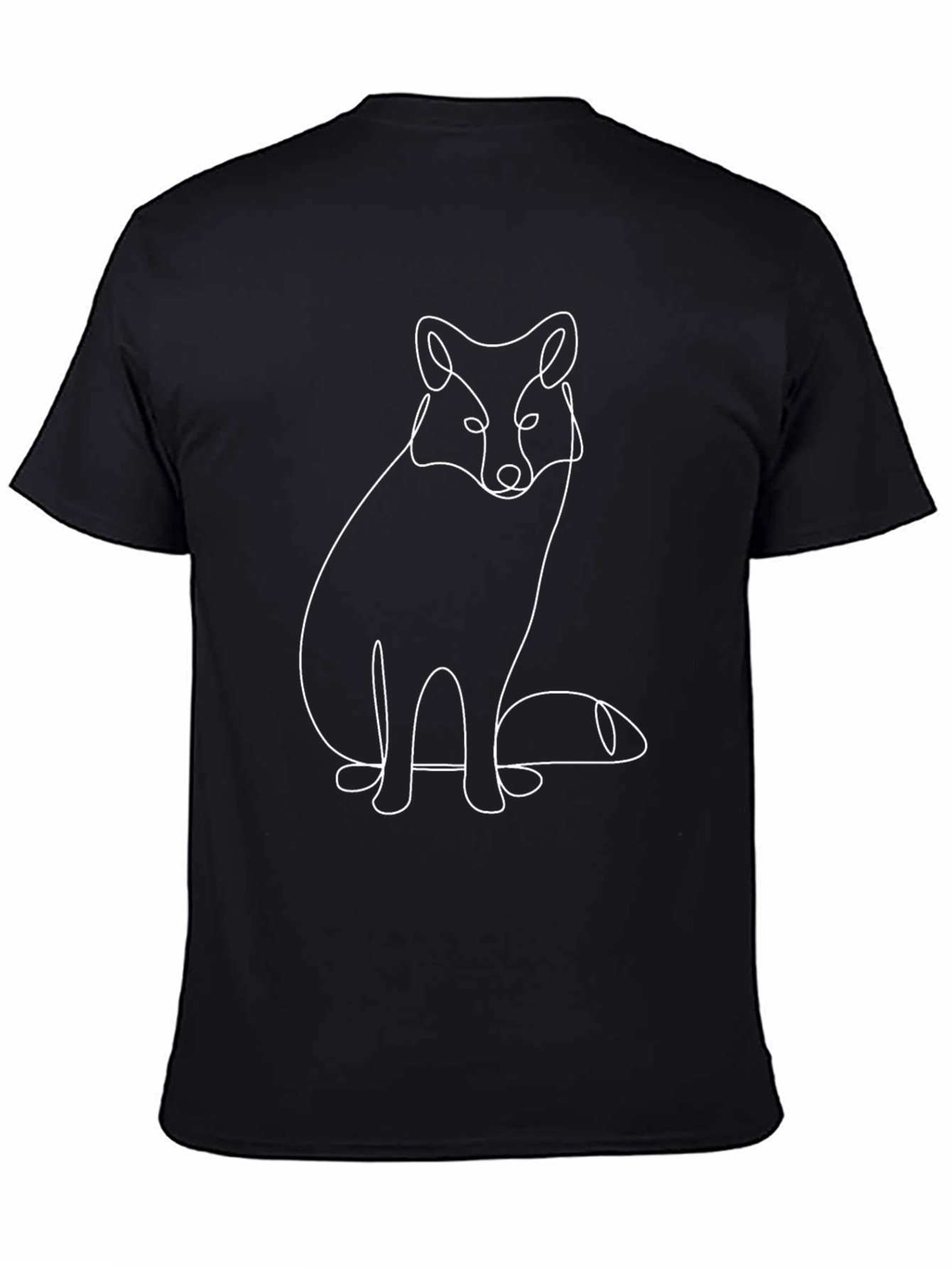 Black Minimalist Fox Line Art Graphic Tee - Unisex view 4